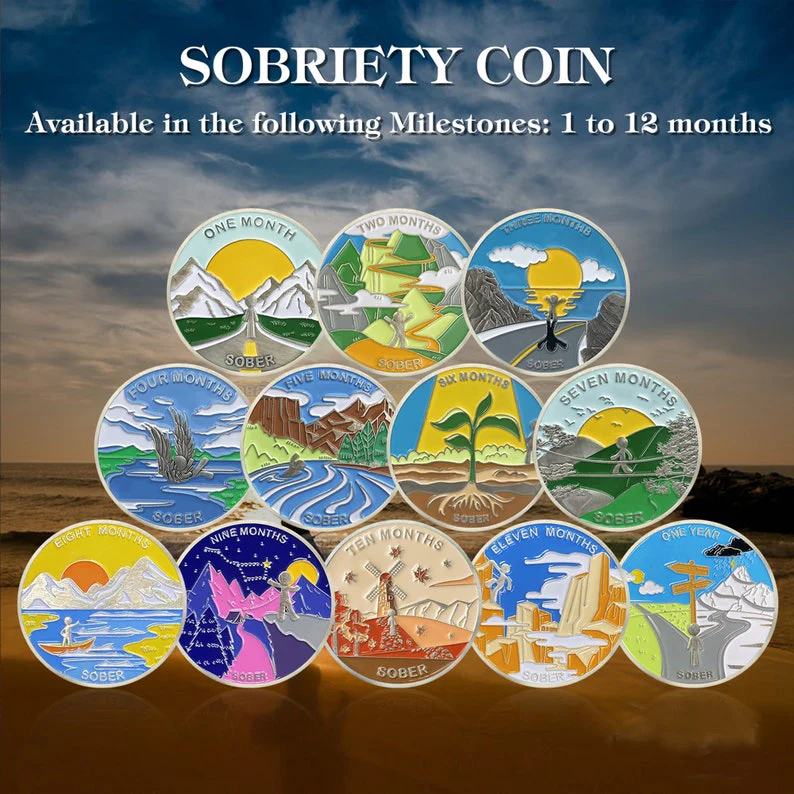 1 Month 1 Year Mountains and Highways Commemorative Gift Sobriety Coin - Image 2