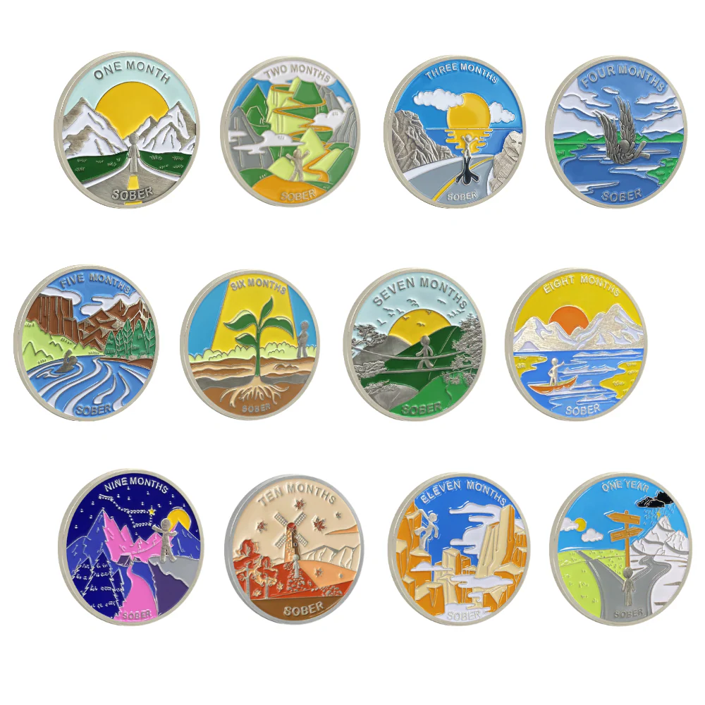 1 Month 1 Year Mountains and Highways Commemorative Gift Sobriety Coin - Image 3