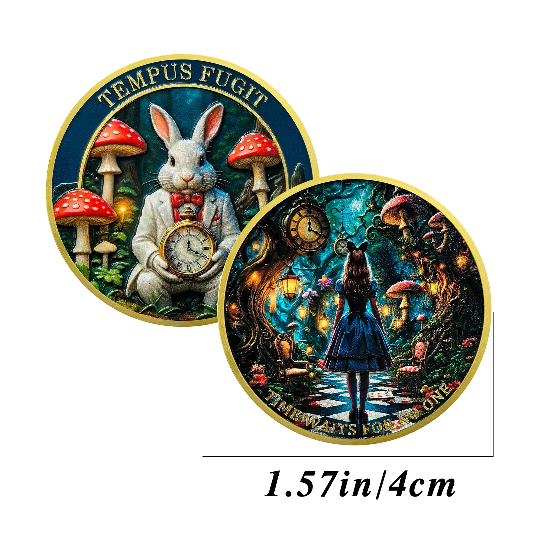 Alice in Wonderland Time Waits For No One Memento Mori Coin - Image 11