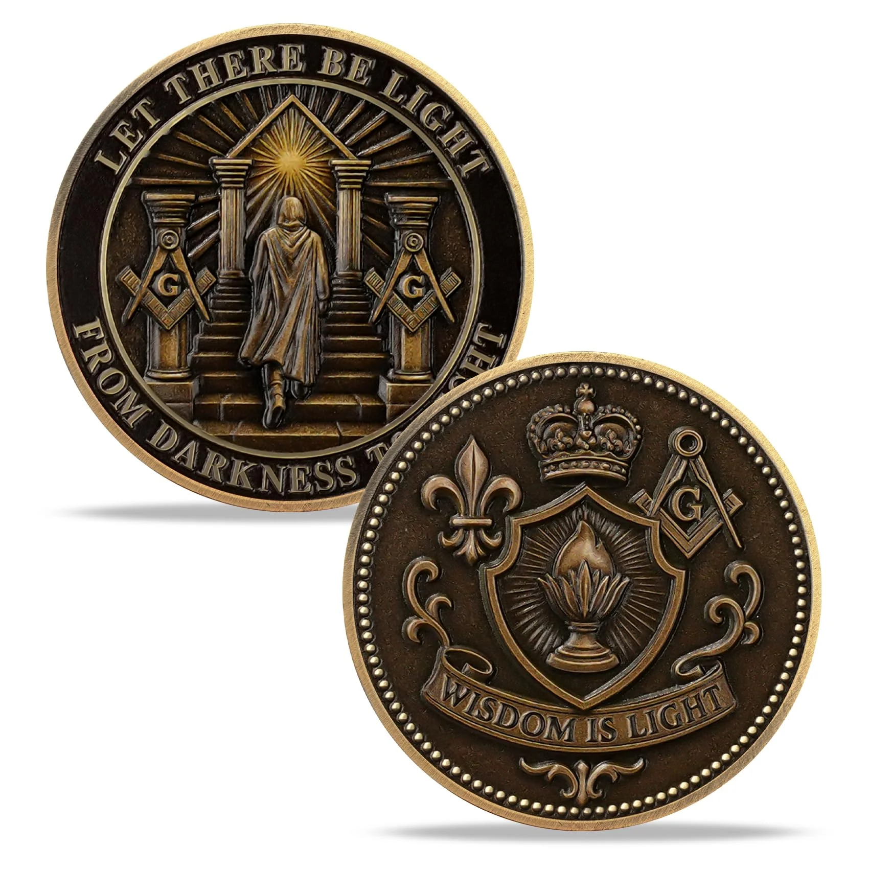 Masonic Darkness to Light Challenge Coin - Image 2