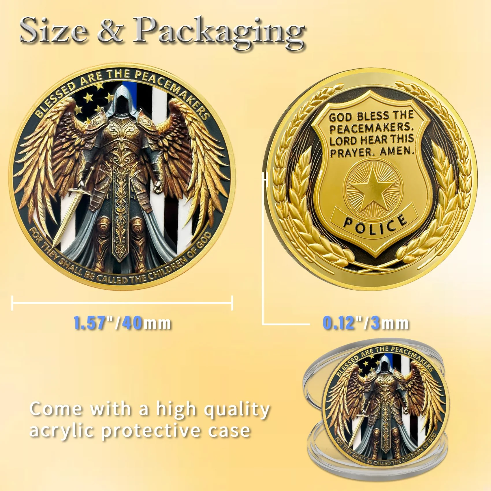 Archangel Michael Blessed Peacemakers Saint Michael Police Officers Prayer Coin - Image 4