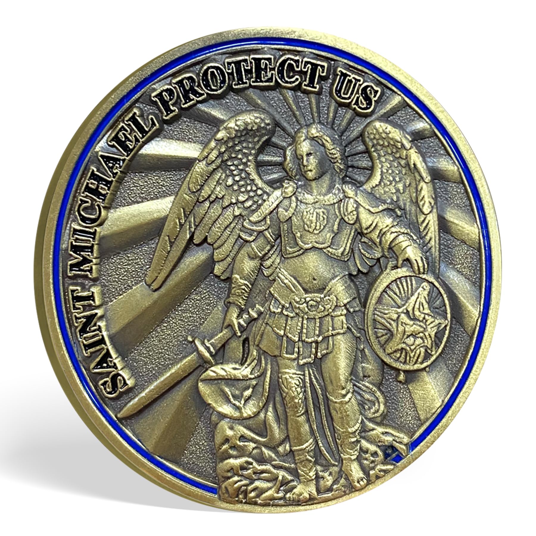 Saint Michael Police Challenge Coin Thin Blue Line Coin - Image 5
