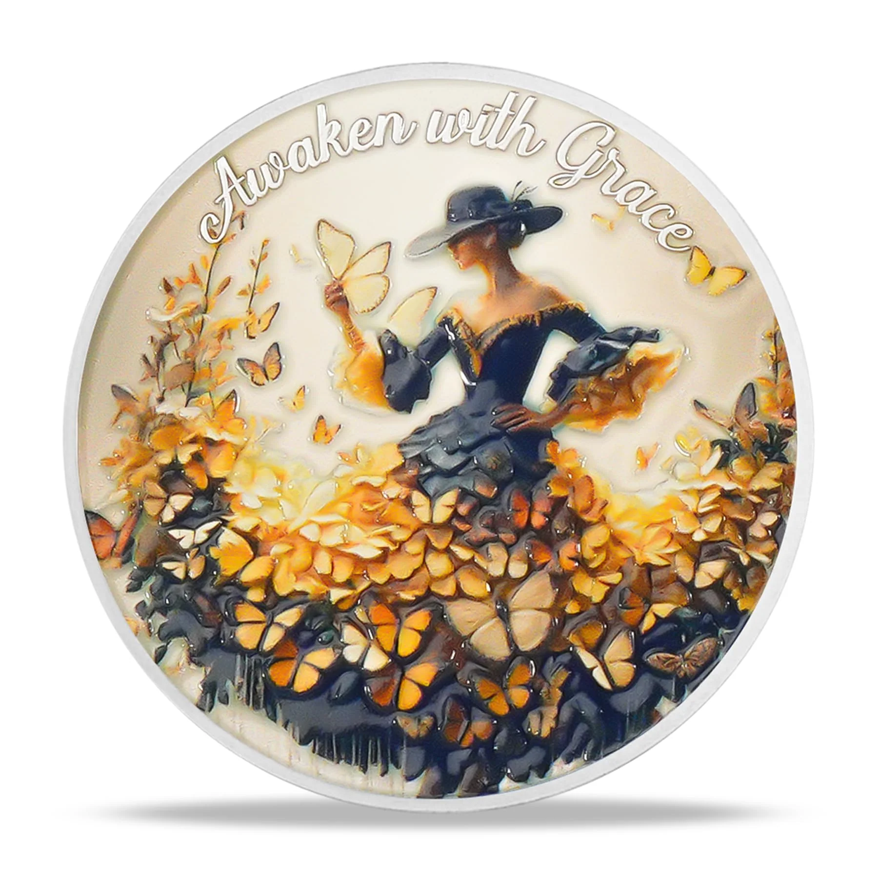 Fall Leaves & Serenity Girl Autumn Sobriety Coin - Image 2
