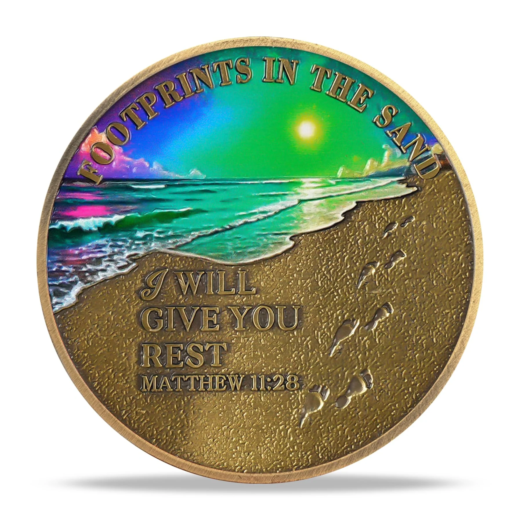 Beach Footprints Religious Coin - Image 2