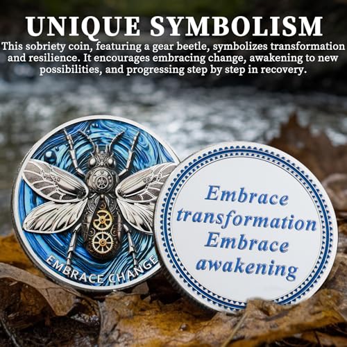 Mechanical Gear Beetle Sobriety Recovery Coin - Image 4
