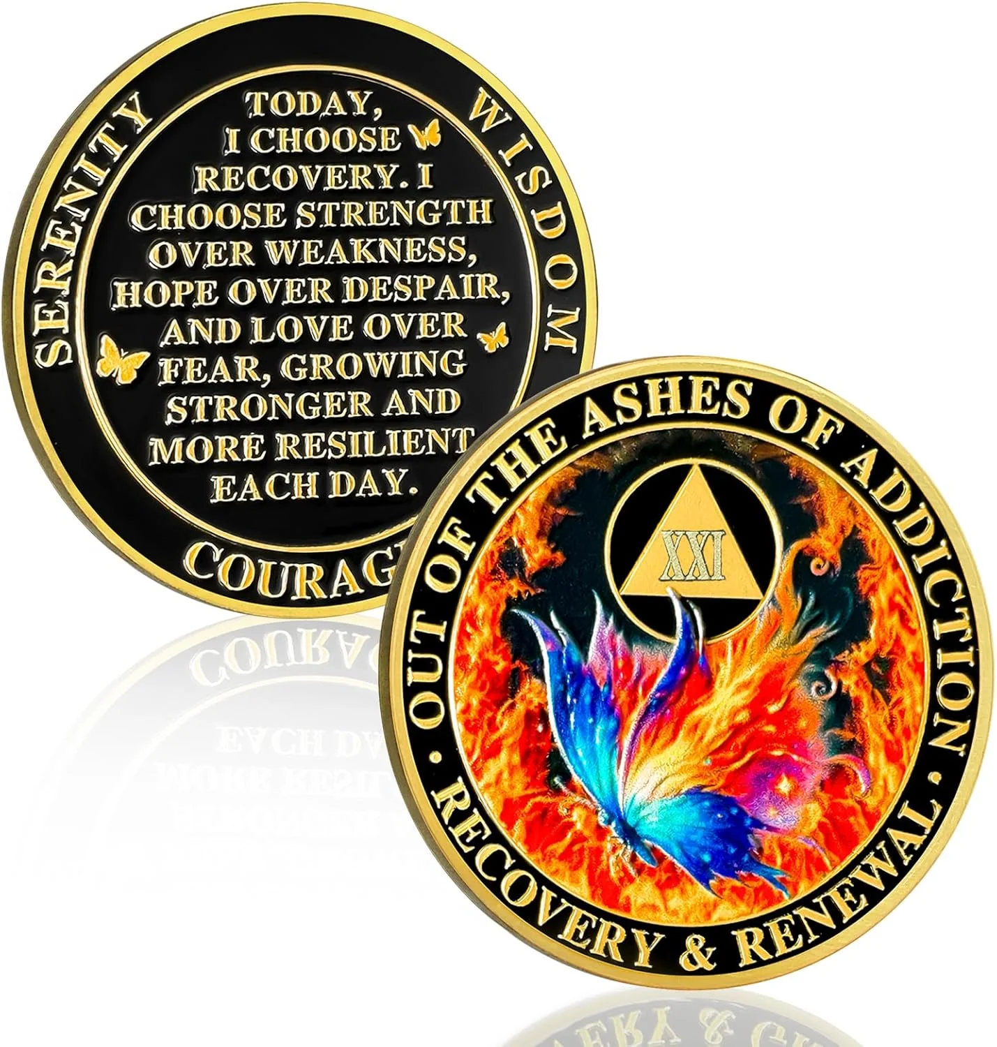 Personalized Butterfly in The Fire Sobriety Coin - Image 29