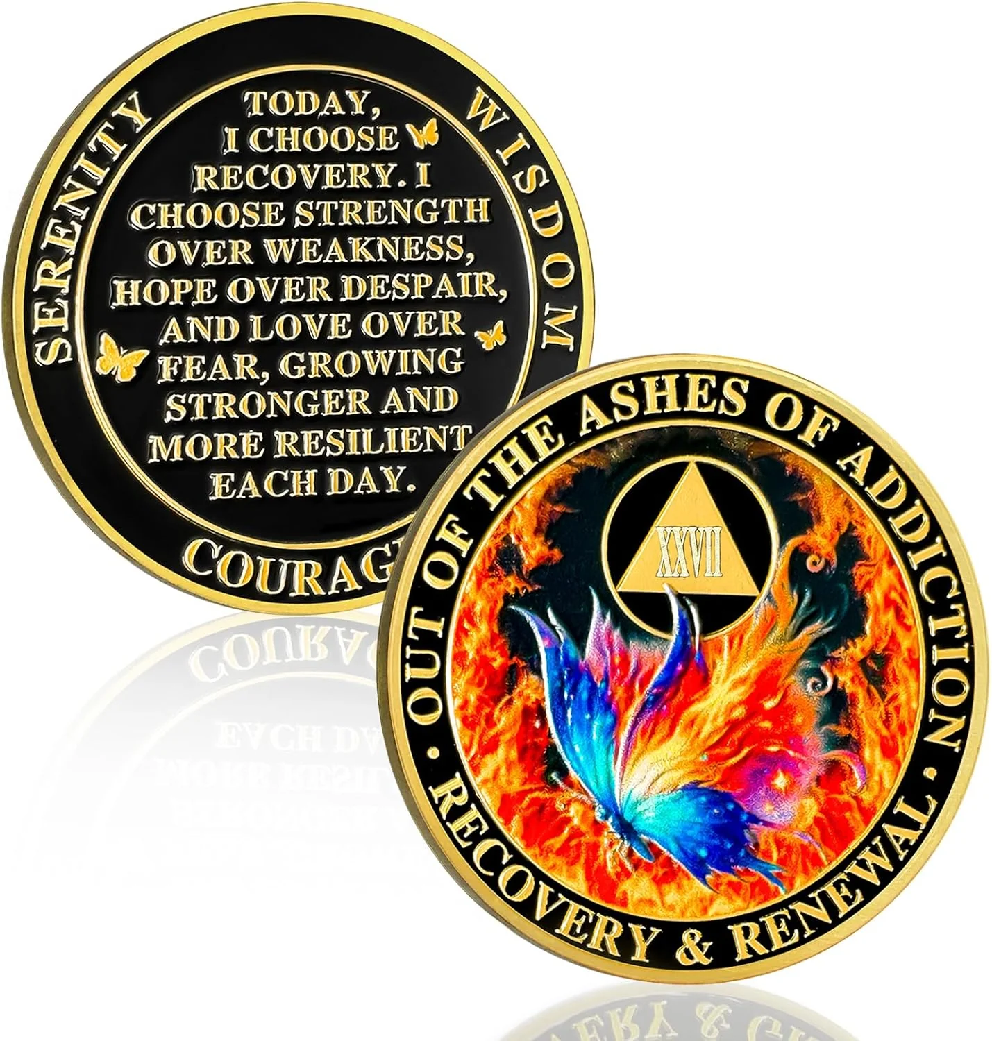 Personalized Butterfly in The Fire Sobriety Coin - Image 35