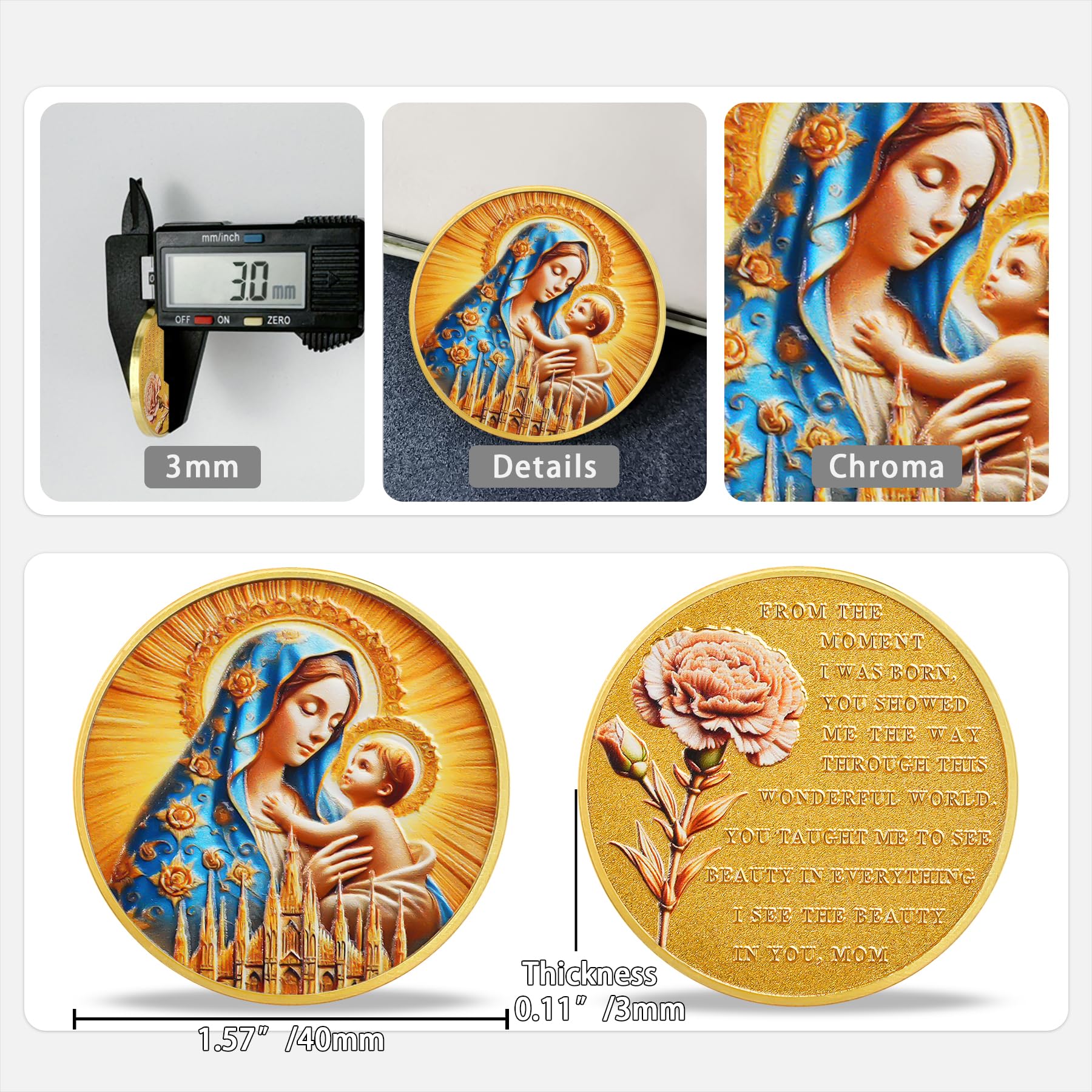Virgin Mary and Holy Child Jesus Christian Coin - Image 8