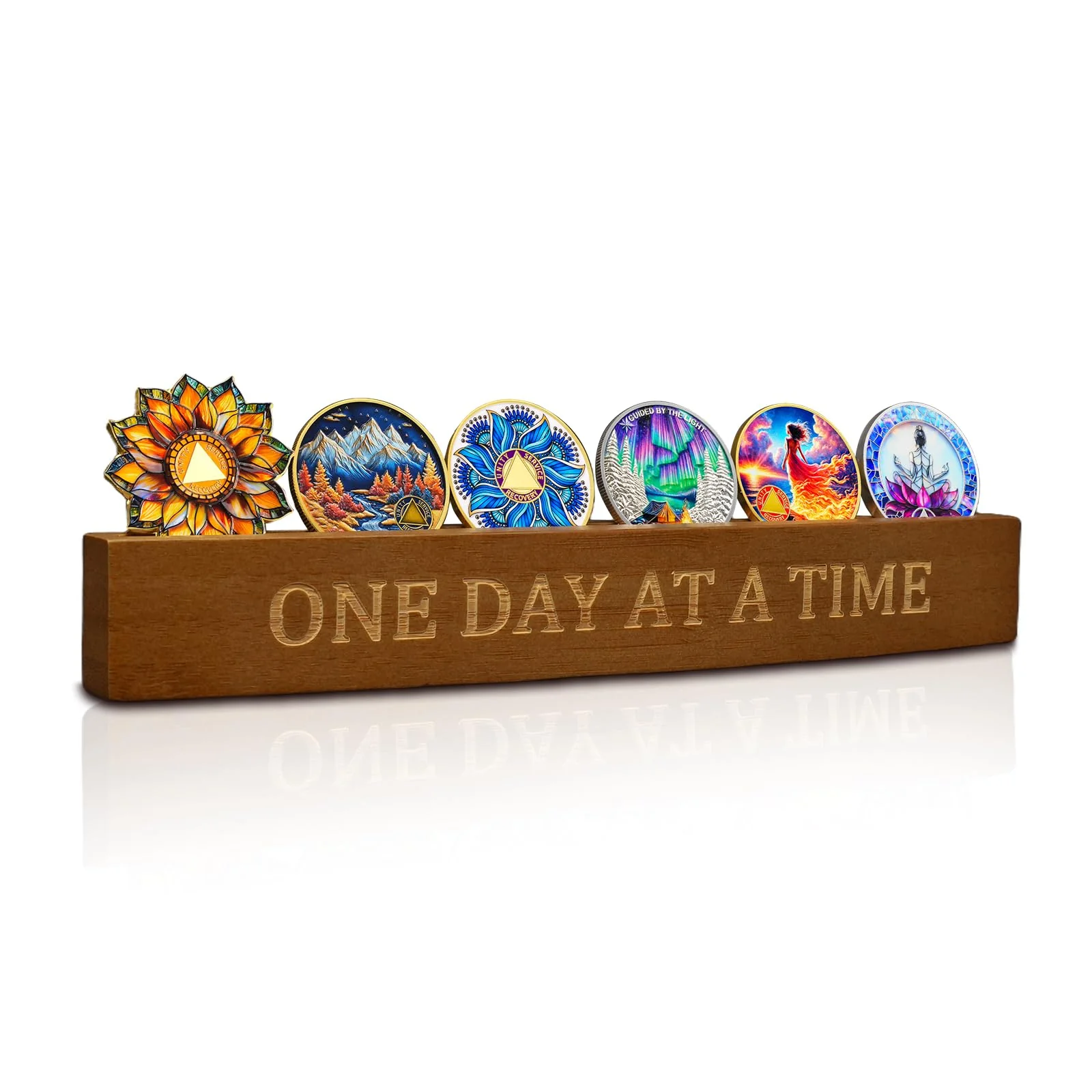 Bamboo Sobriety Coin Holder Display - Image 2