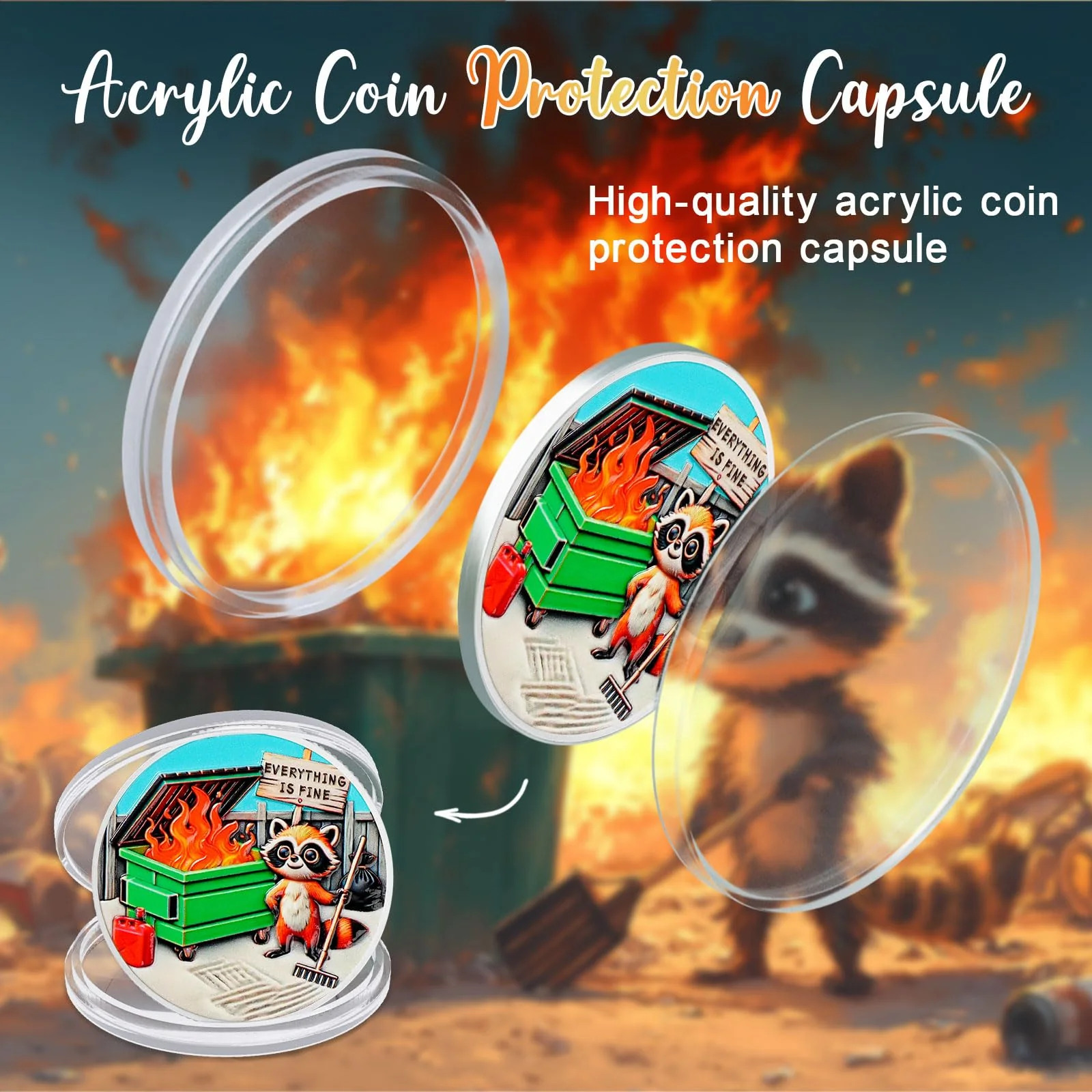 Inspirational Everything is Fine Dumpster Fire Zen Garden Coin - Image 5