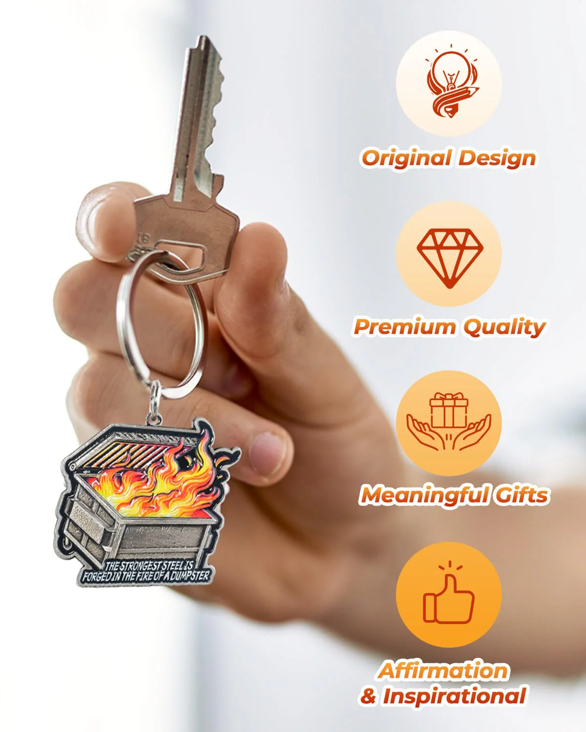 Strongest Steel Forged Emotional Dumpster Fire Keychain - Image 6