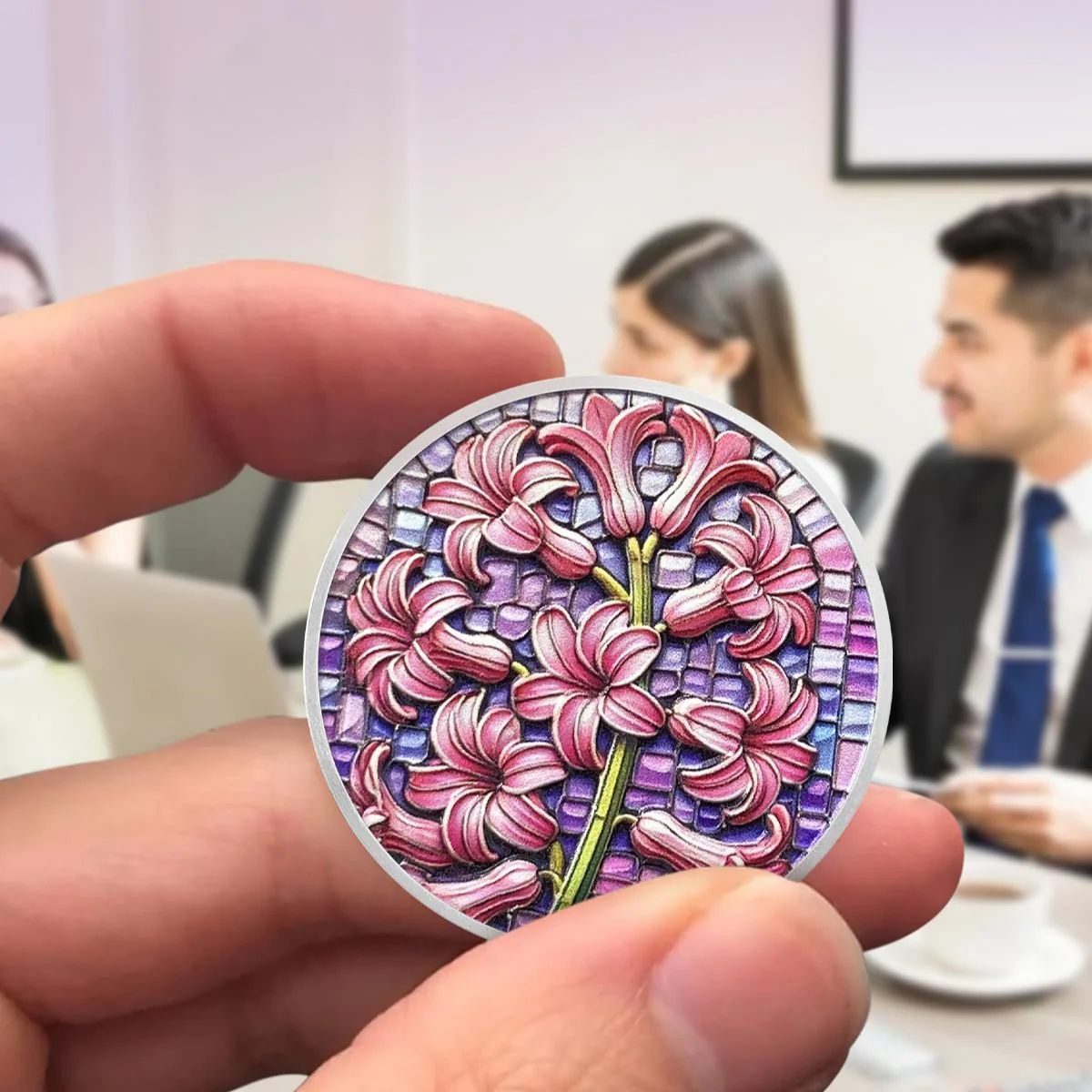 Hyacinth Sobriety Coin AA Chips Sober Coin Sobriety Gifts - Image 2