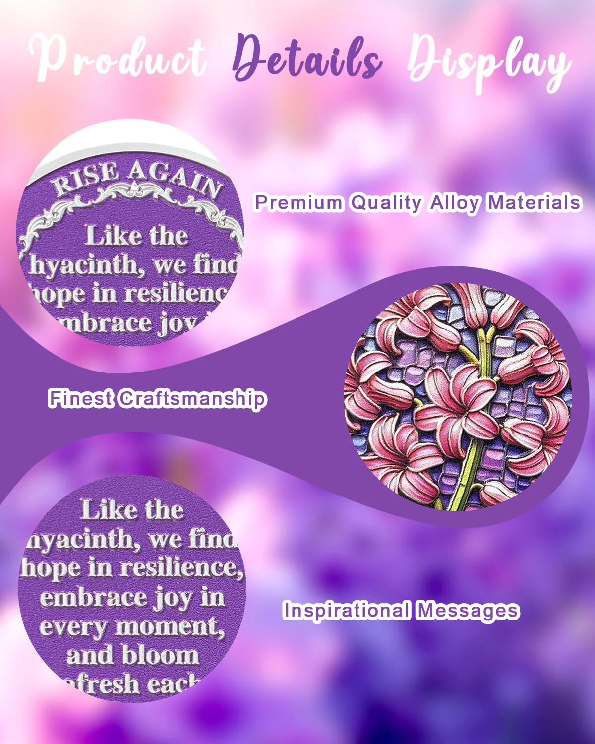 Hyacinth Sobriety Coin AA Chips Sober Coin Sobriety Gifts - Image 6