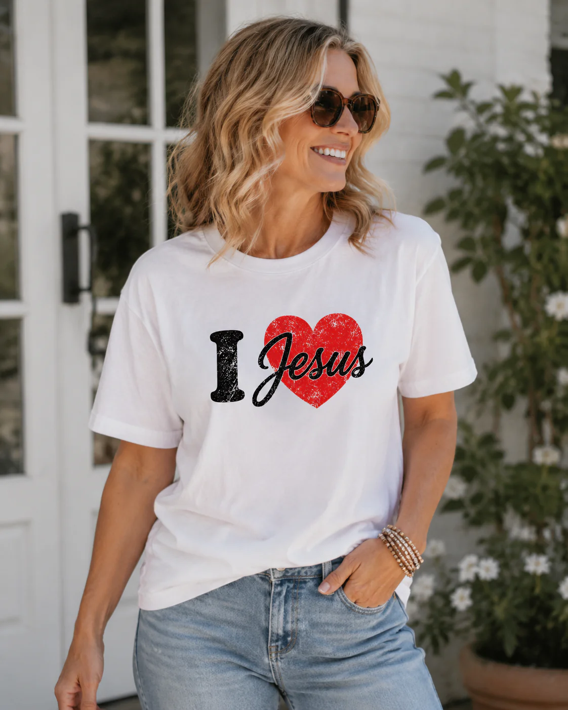Classic 'I Love Jesus' Distressed Heart T-Shirt | Soft Combed Cotton Faith Apparel - Image 4