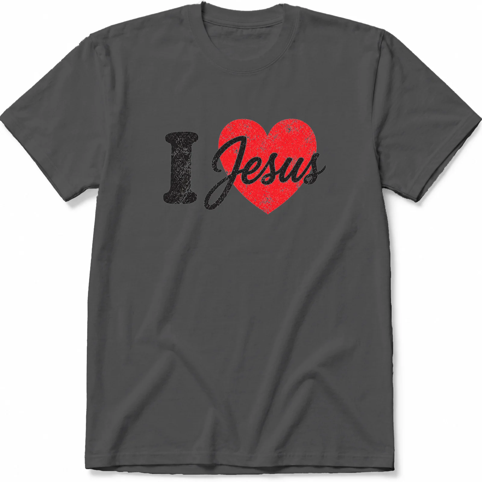 Classic 'I Love Jesus' Distressed Heart T-Shirt | Soft Combed Cotton Faith Apparel - Image 7