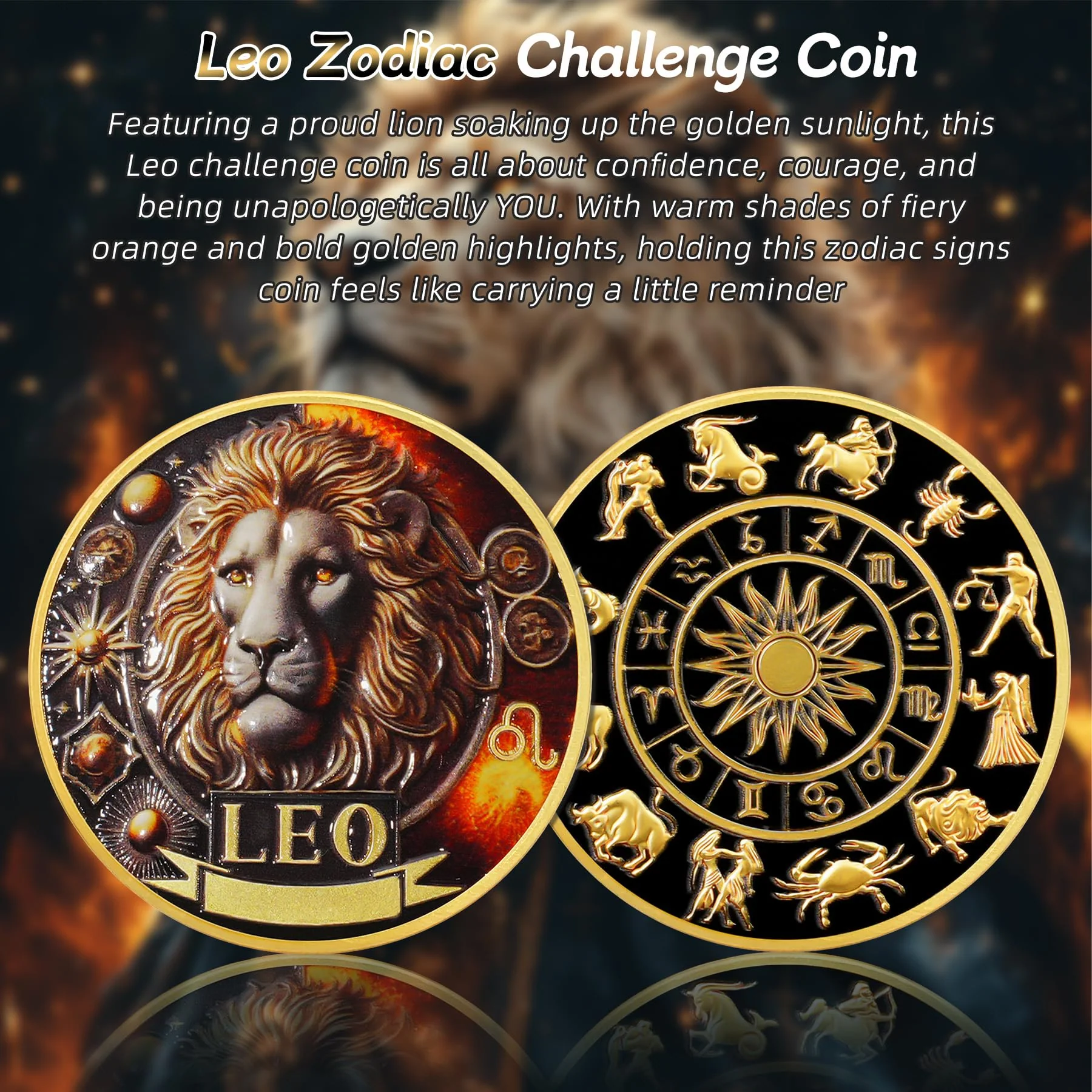 Cool Leo 12 Zodiac Challenge Coin - Image 5