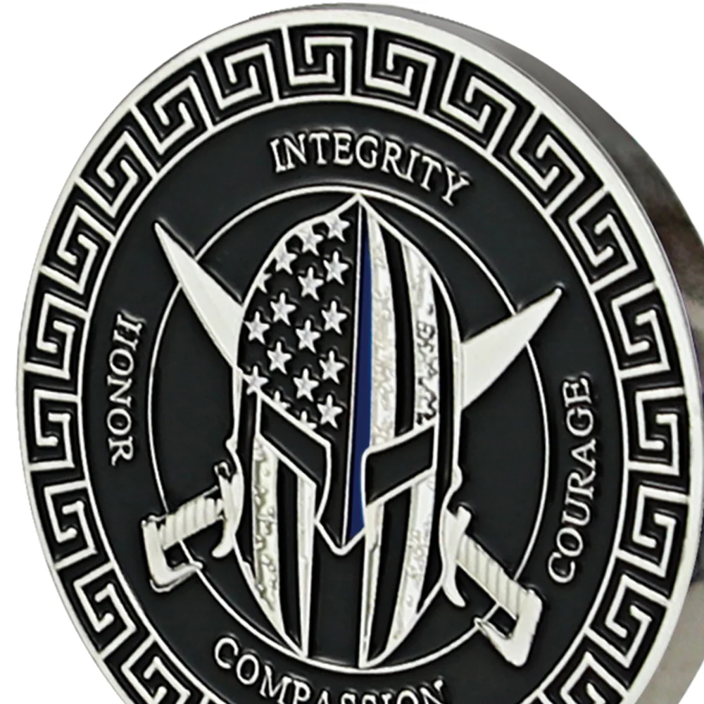 Thin Blue Police Line Challenge Coin Crusader Warrior Blessd Law Enforcement Gift Coin - Image 4