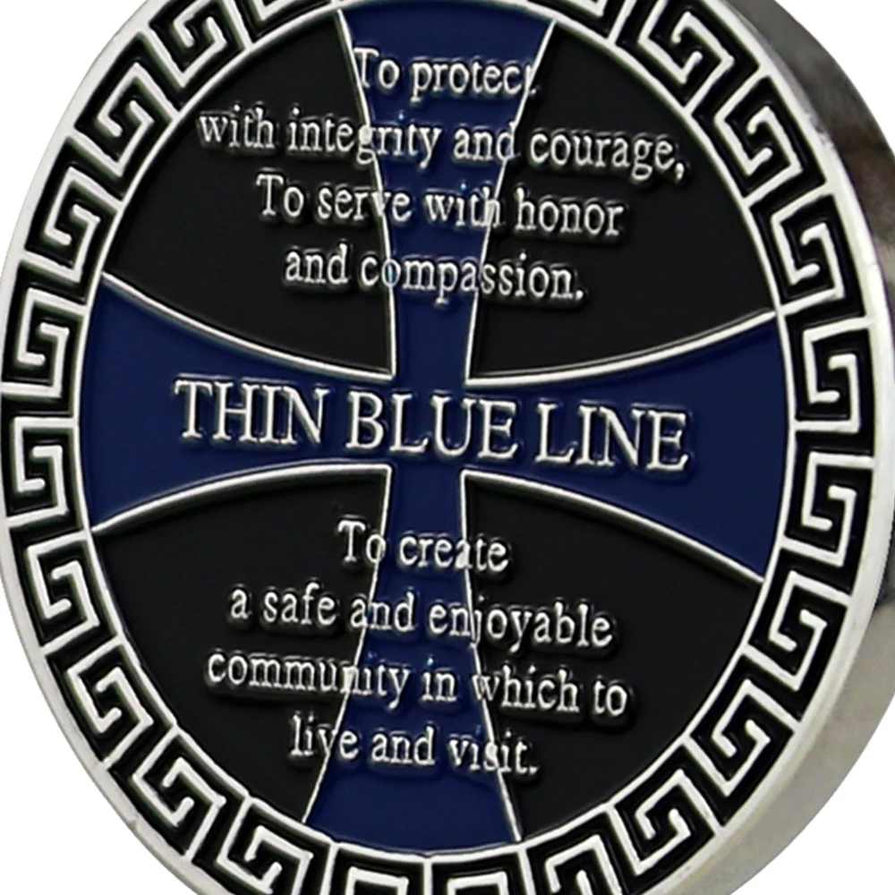 Thin Blue Police Line Challenge Coin Crusader Warrior Blessd Law Enforcement Gift Coin - Image 5