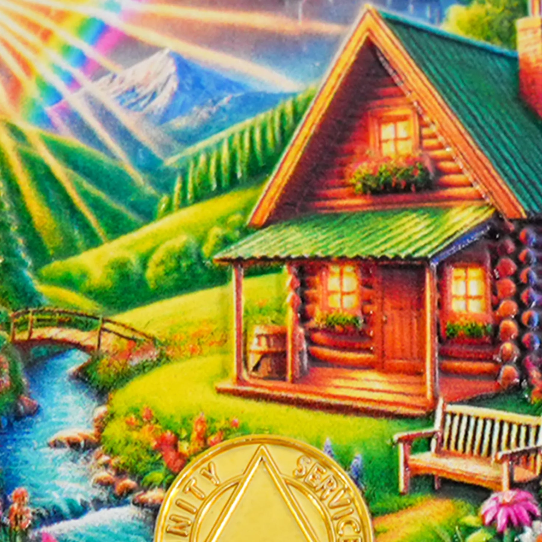 Personalized Serenity Prayer Recovery Coin Cabin Design with Unity Sobriety Challenge Coin - Image 3