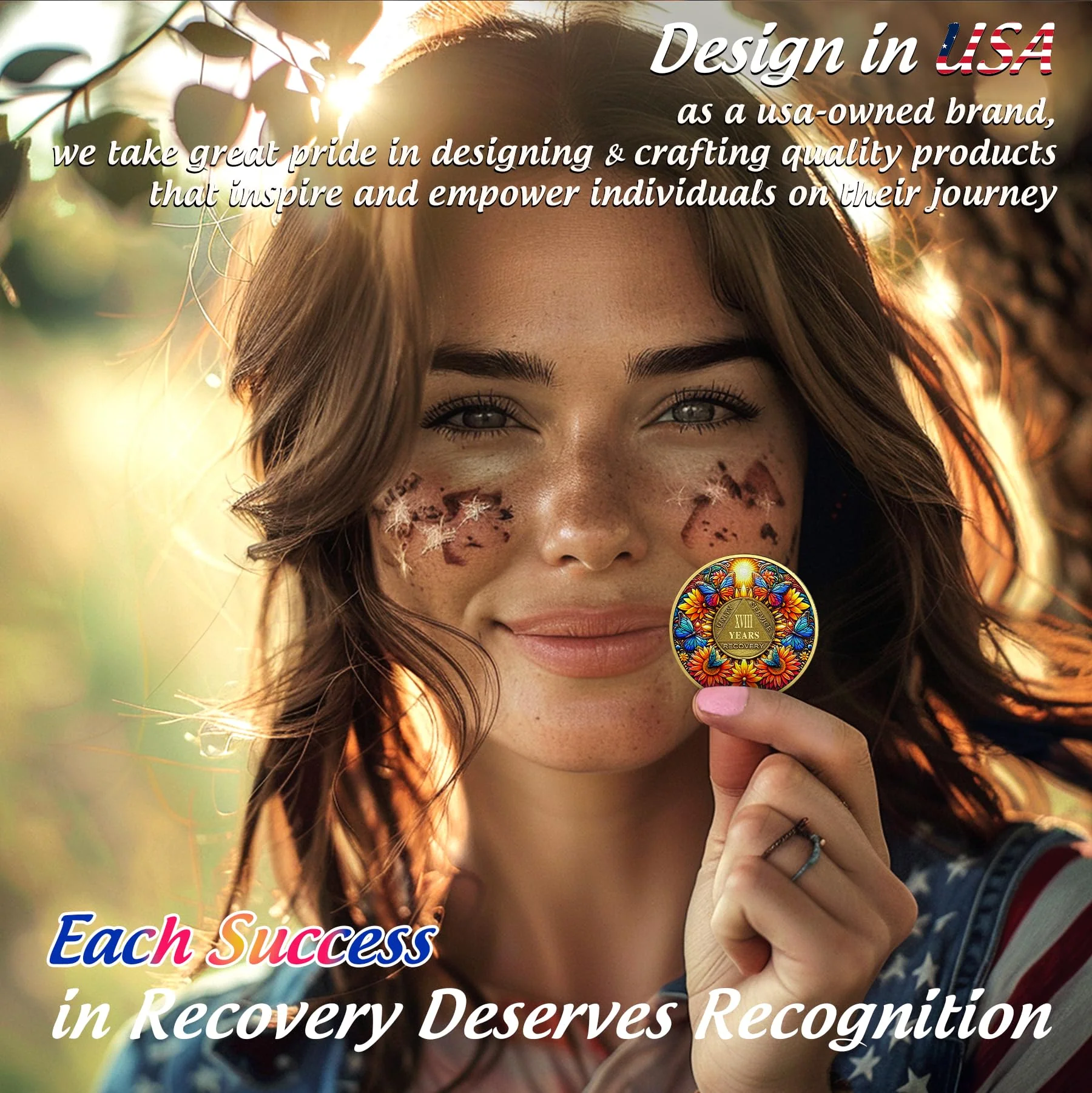 Personalized Delicate Sunflower Recovery Sobriety Coin - Image 5