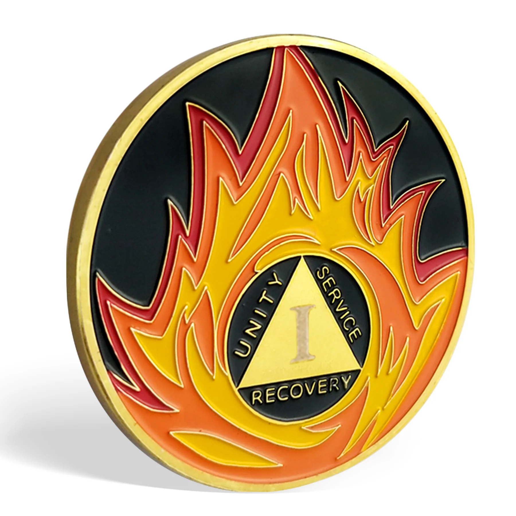 Flames Triangle 1 to 3 Year Recovery Sobriety Coin AA Chip - Image 4