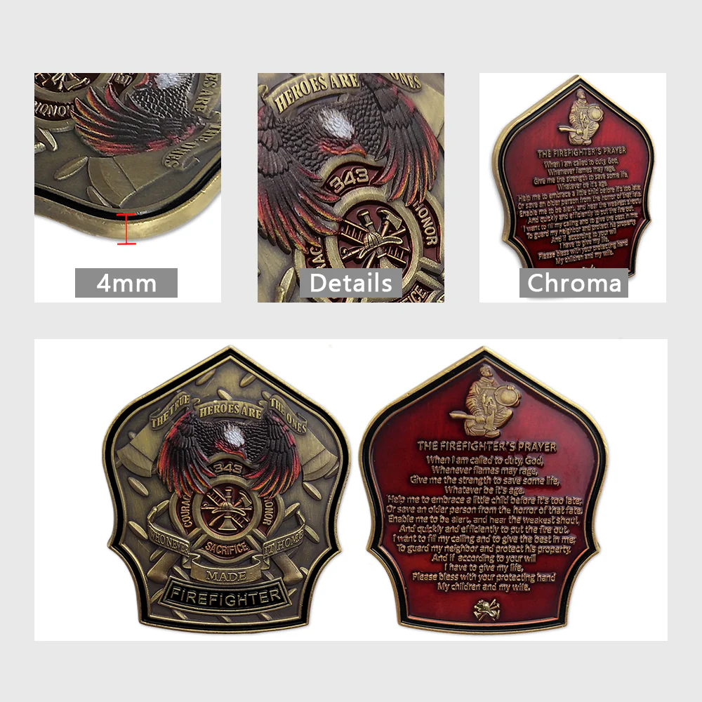Firefighter Prayer 911 Fallen Hero Challenge Coin - Image 8