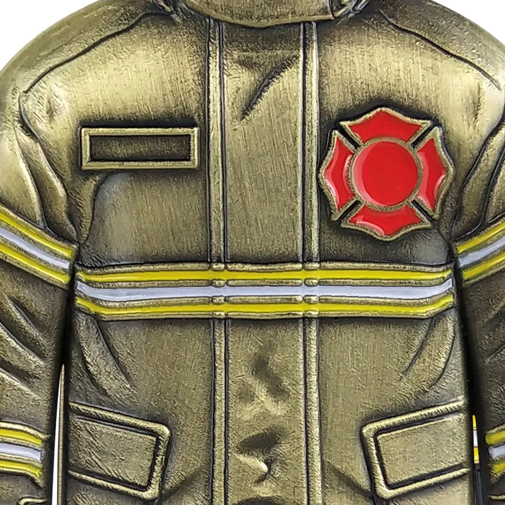 Firefighter Uniform Gear Shape Challenge Coin Fireman's Prayer Collectible Chip - Image 4