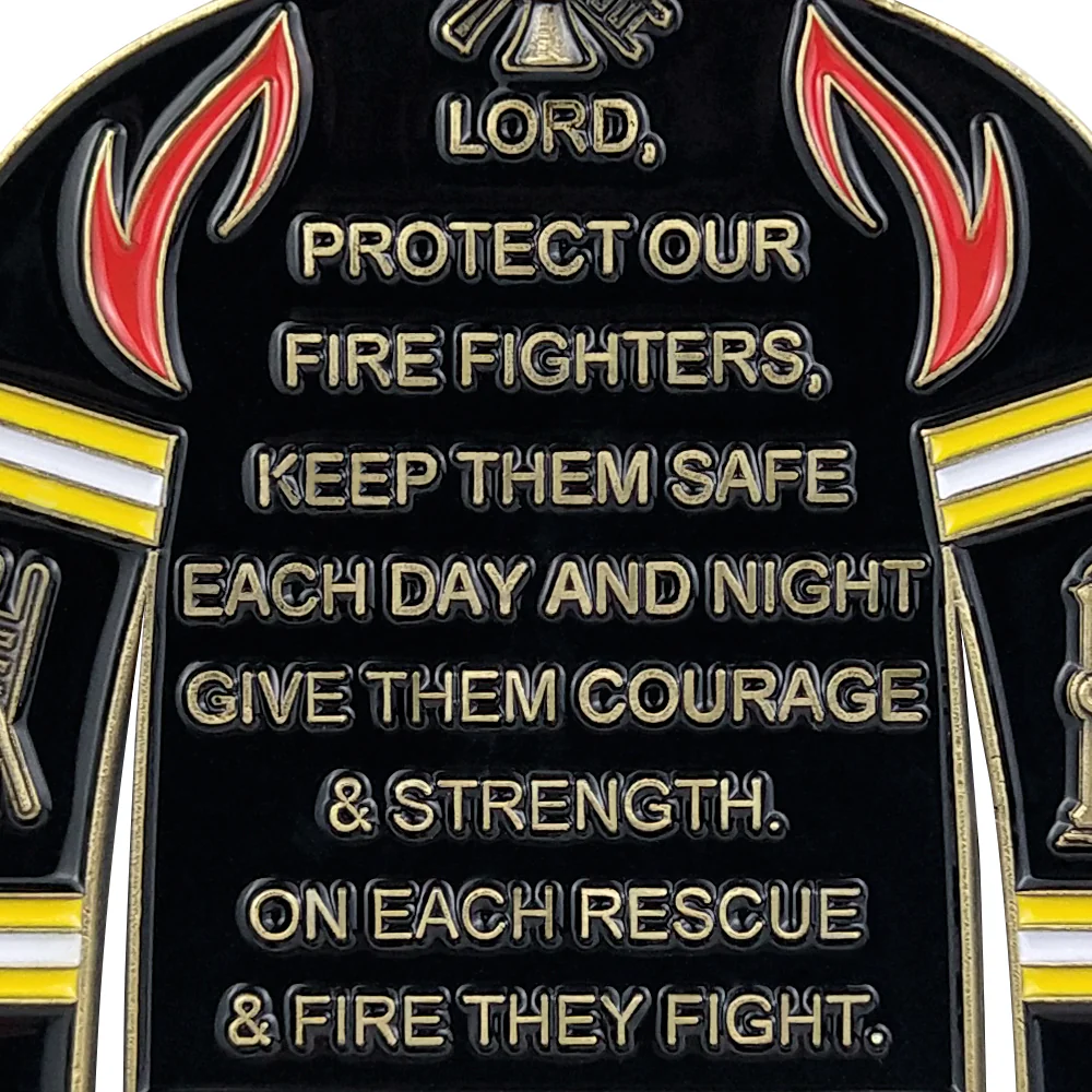 Firefighter Uniform Gear Shape Challenge Coin Fireman's Prayer Collectible Chip - Image 5