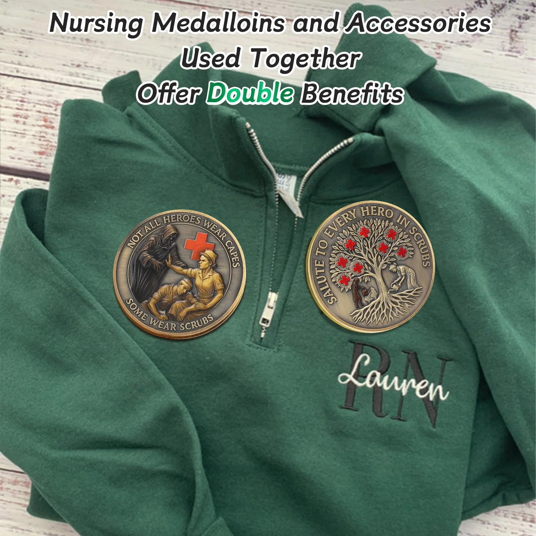 Guardian Angel Nurse EMT Tree of Life Nurses Prayer Challenge Coin - Image 2