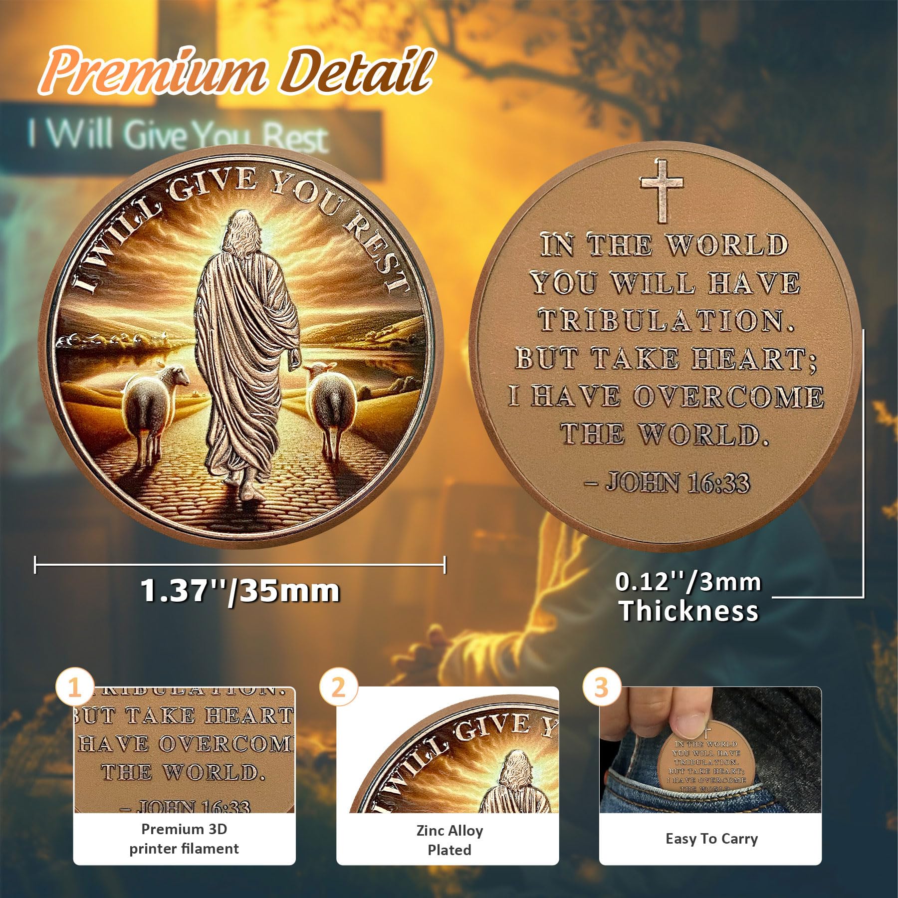 I Will Give You Rest Christian Challenge Coin - Image 5