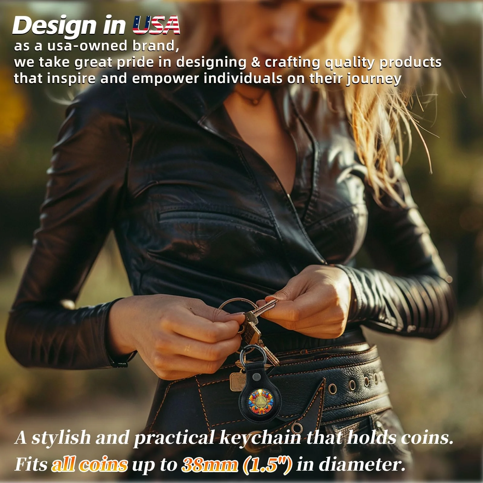 Handmade Premium Leather Coin Holder Keychain - Image 3