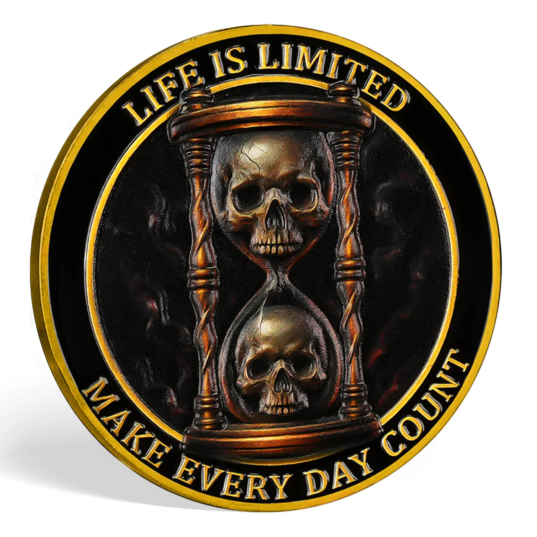 Memento Mori Challenge Coin Skull Cave & Hourglass Token with Life is Limited Make Every Day Count Pocket Coin - Image 4