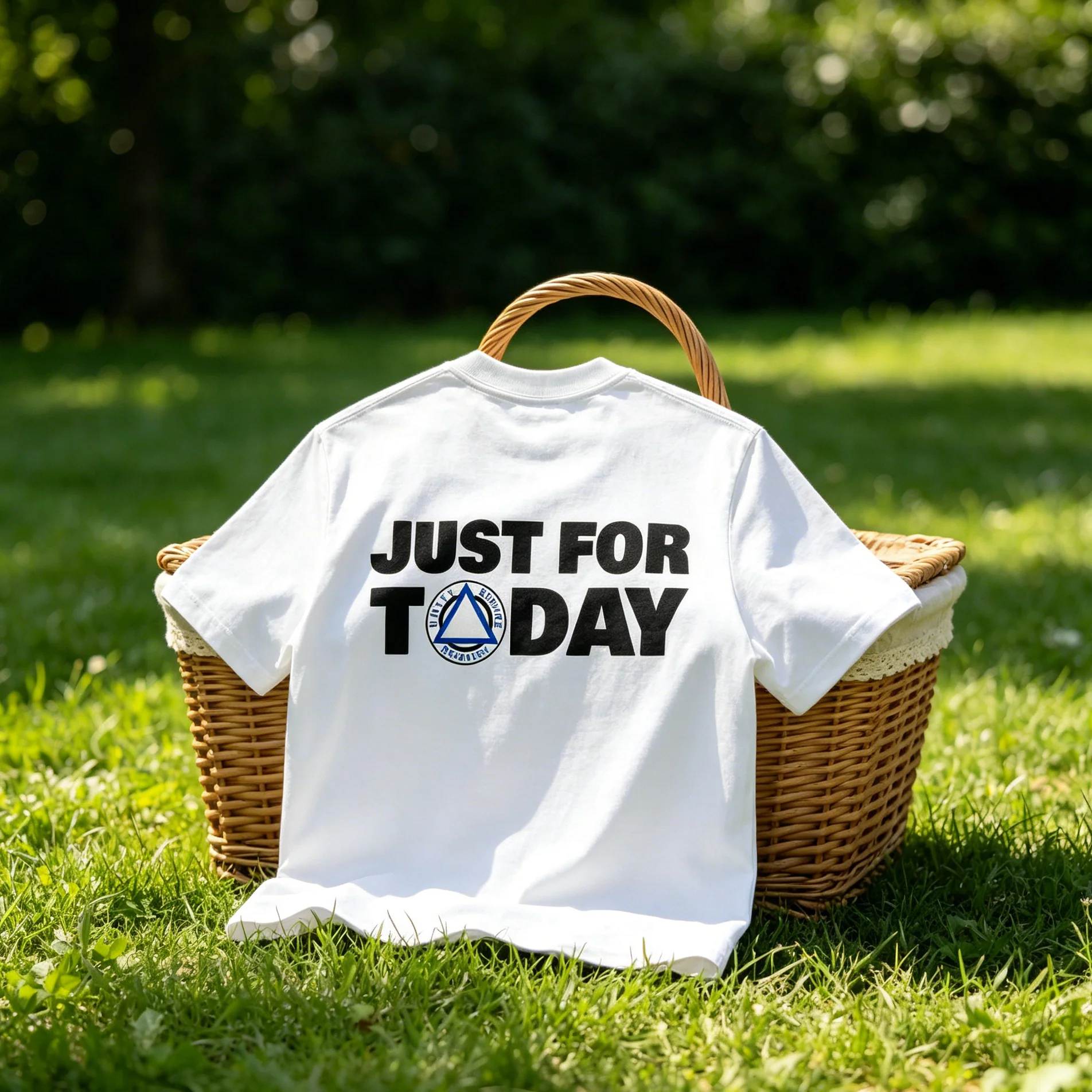 "Just For Today" Recovery T-Shirt – Unity, Service & Recovery Triangle Symbol – Sober Gift for AA/NA Members
