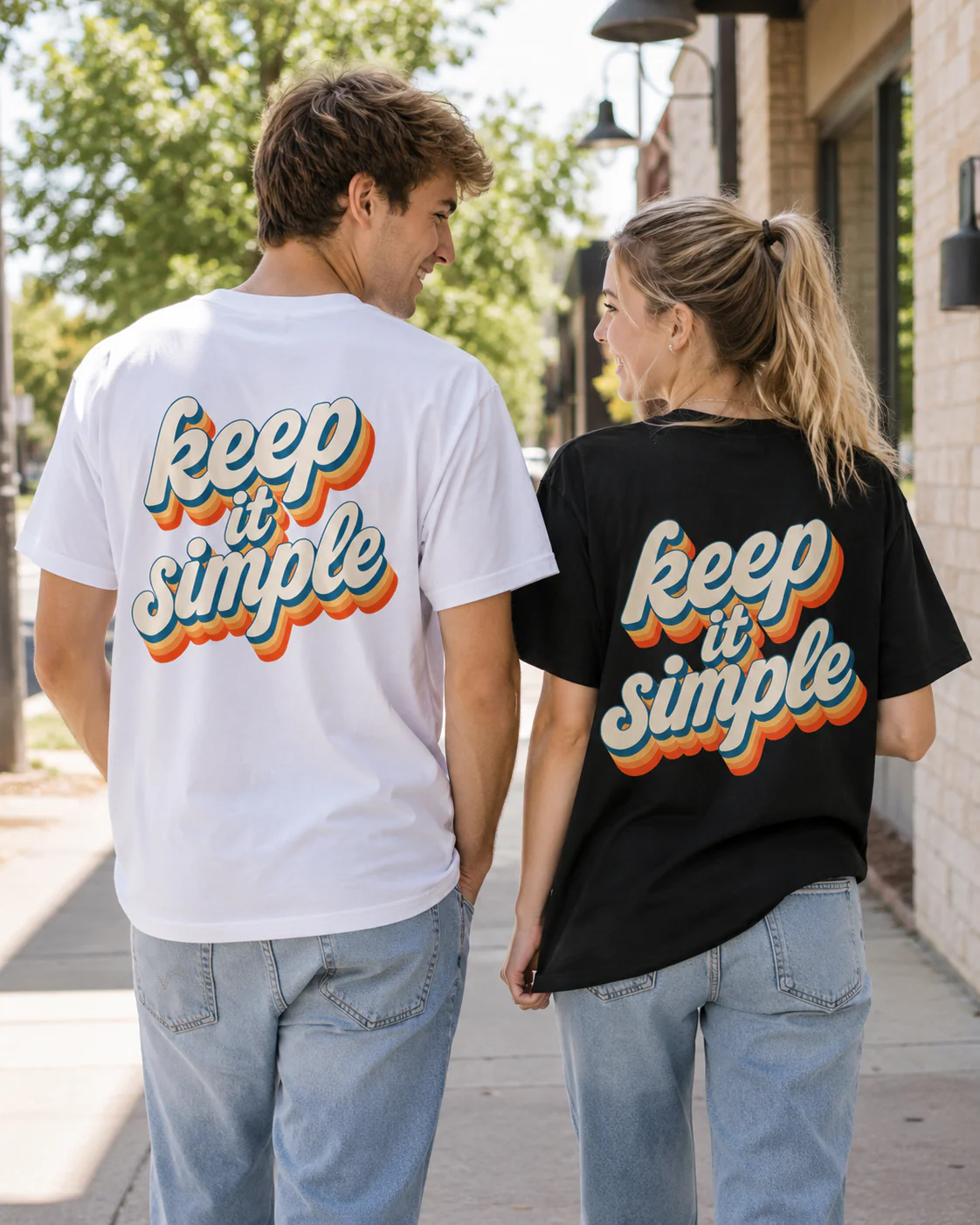 "keep it Simple" – Retro 70s Groovy Script Tee | 100% Combed Cotton Recovery T-Shirt - Image 2