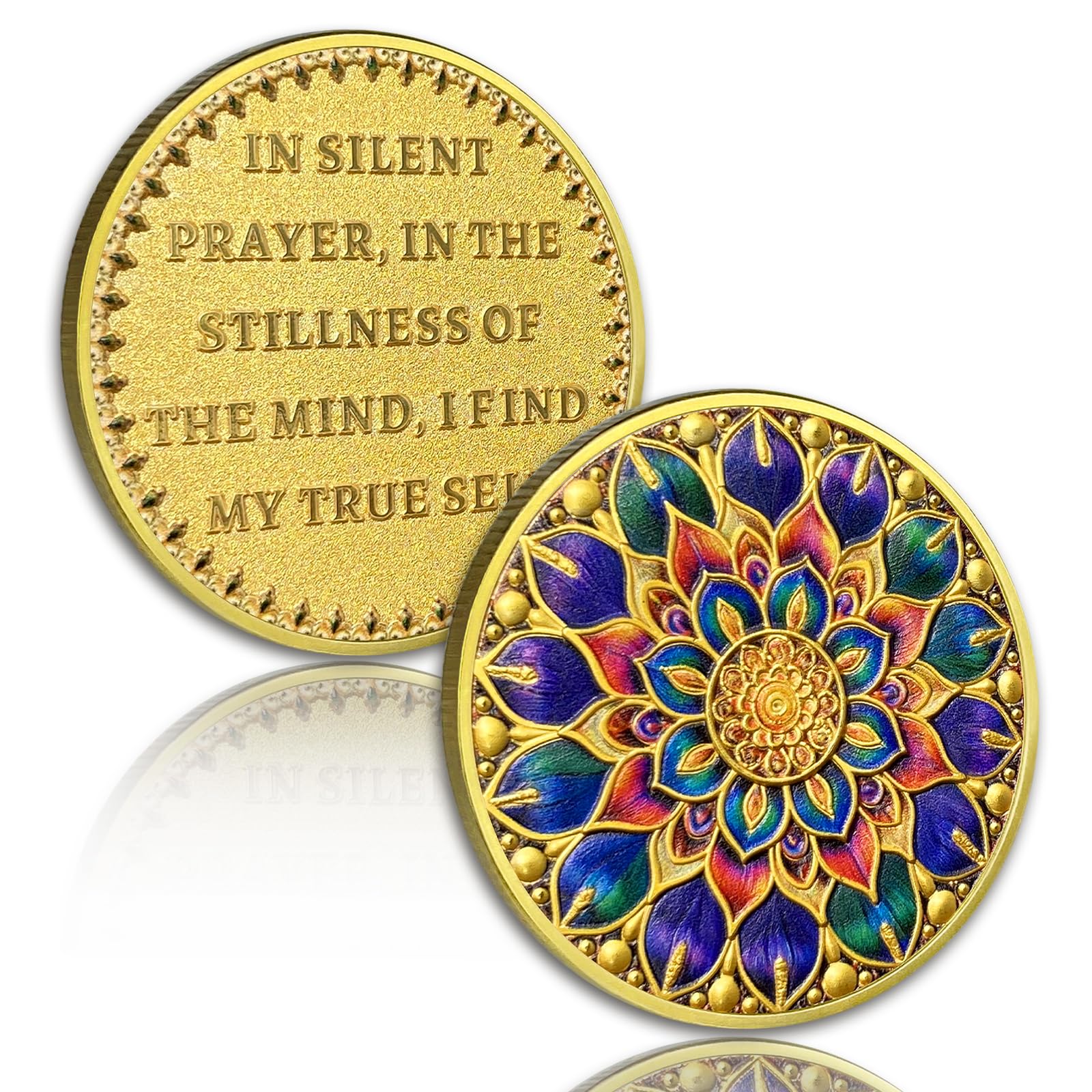 Mandala Flower Recovery Sobriety Coin - Image 2