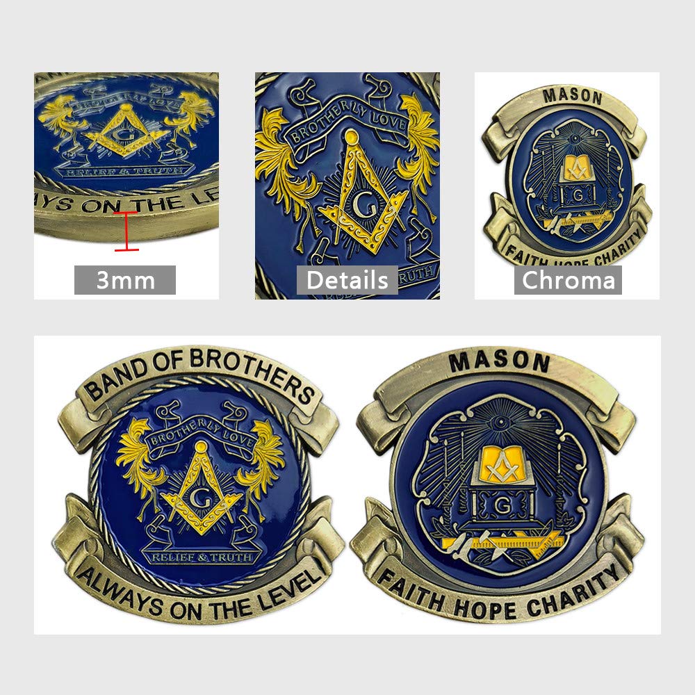 Masonic Coin Blue Lodge Master Mason Freemasonry Collectible Gift - Brotherly Love - Image 4