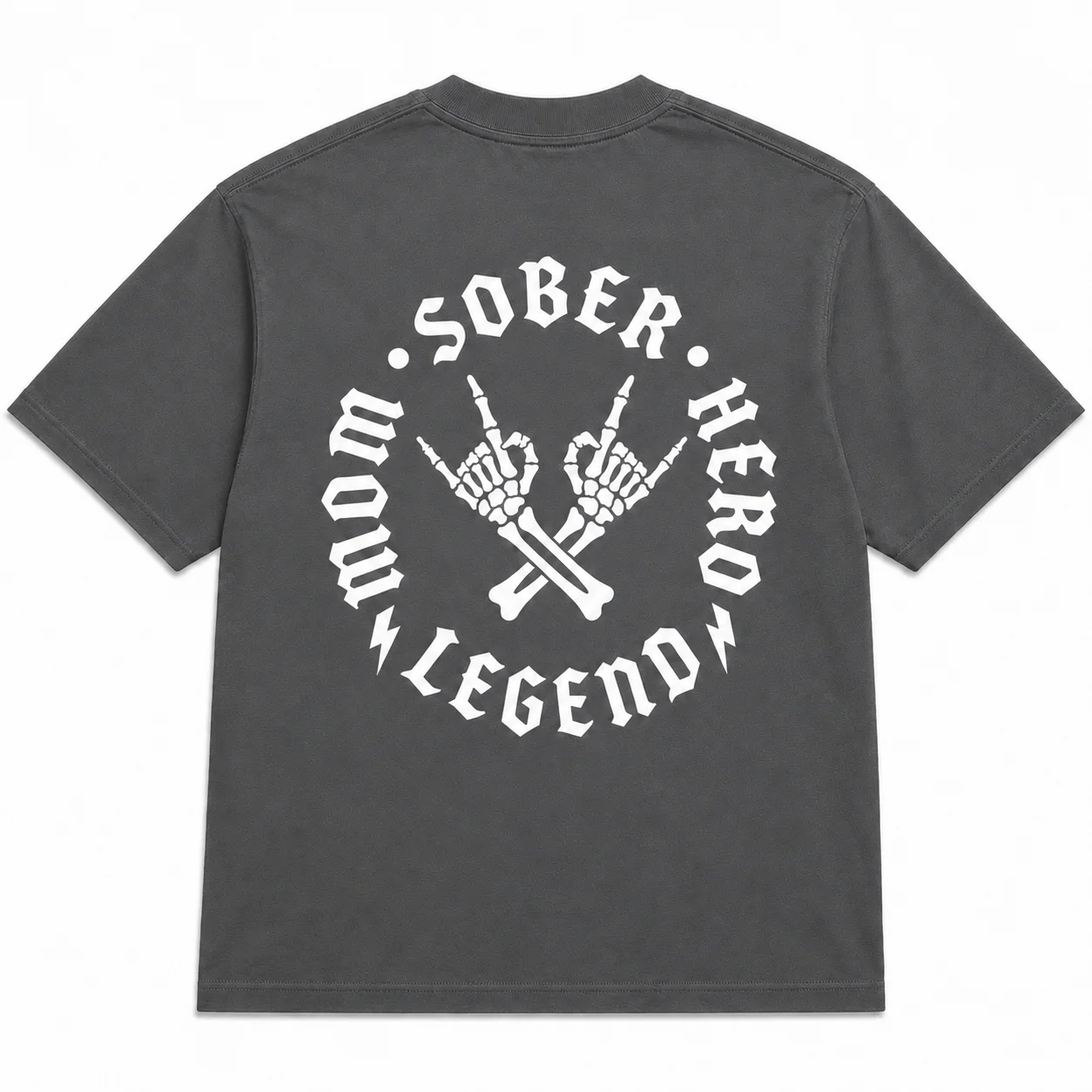 MOM · SOBER · HERO · LEGEND – Gothic Rock Tee | Skeleton Horns & Crossbones | Sober Mom Shirt - Image 13