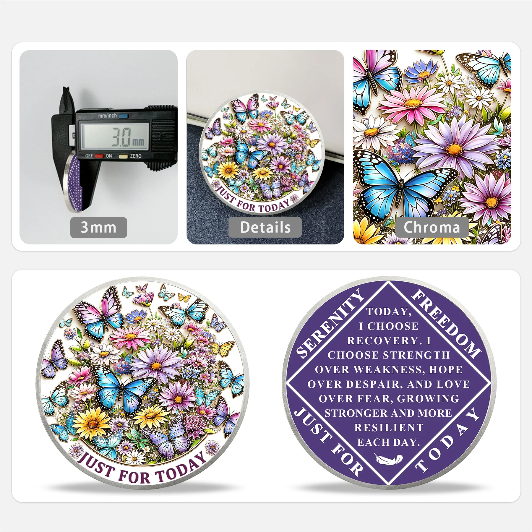 NA Clean Time Chip Blossom Choose Strength Over Fear Narcotics Anonymous Medallion - Image 7
