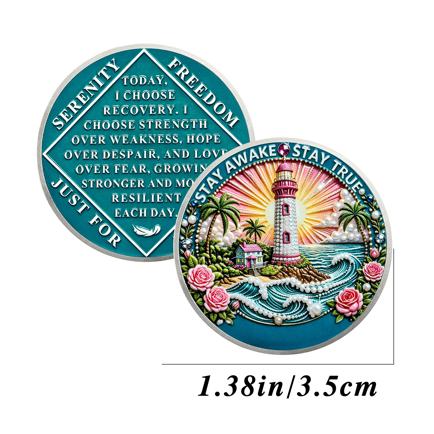 NA Clean Time Chip Pearl Lighthouse Narcotics Anonymous Medallion - Image 9