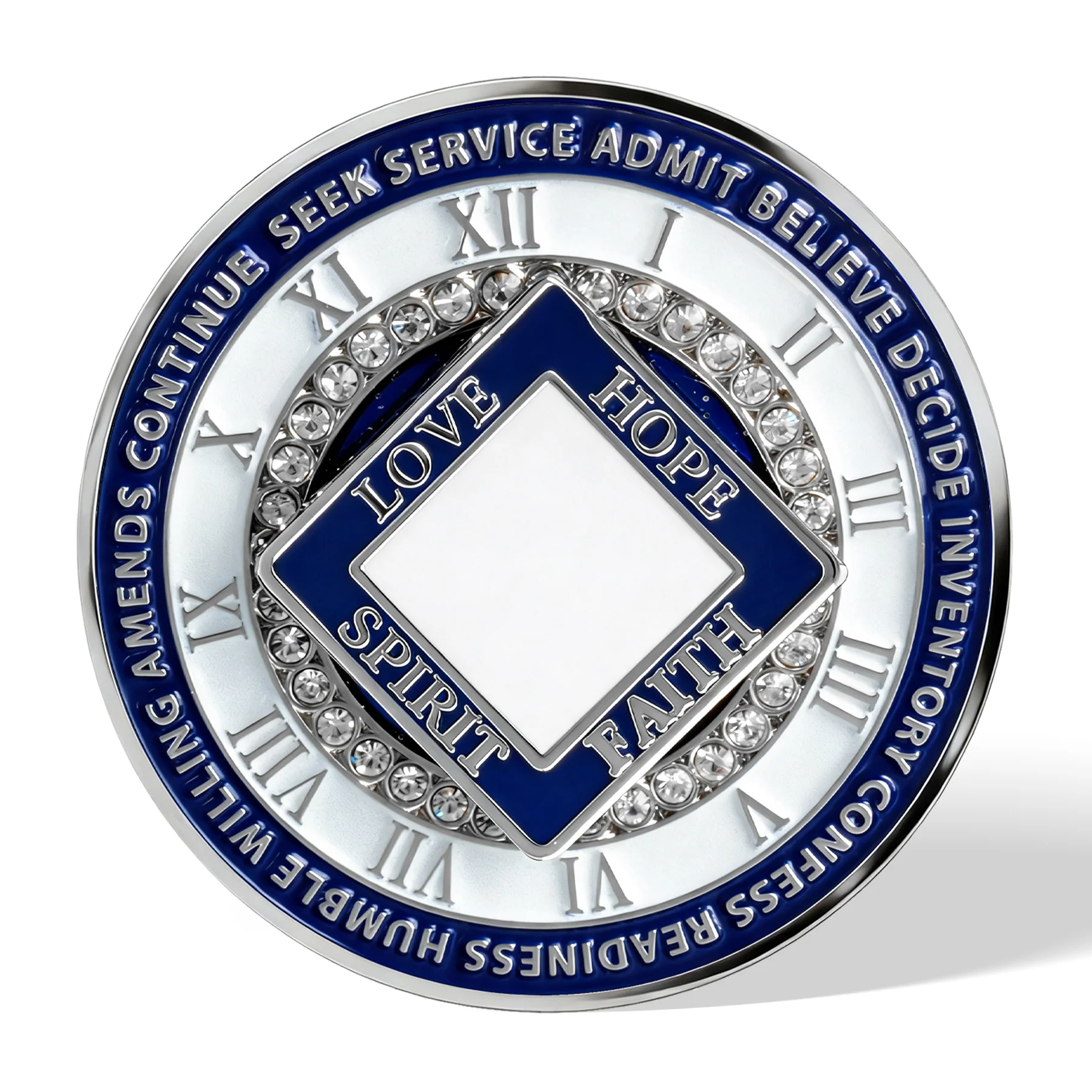 Personalized Clean Time Chip Rotating Diamond Sharp 12 Steps Narcotics Anonymous Medallion - Image 11