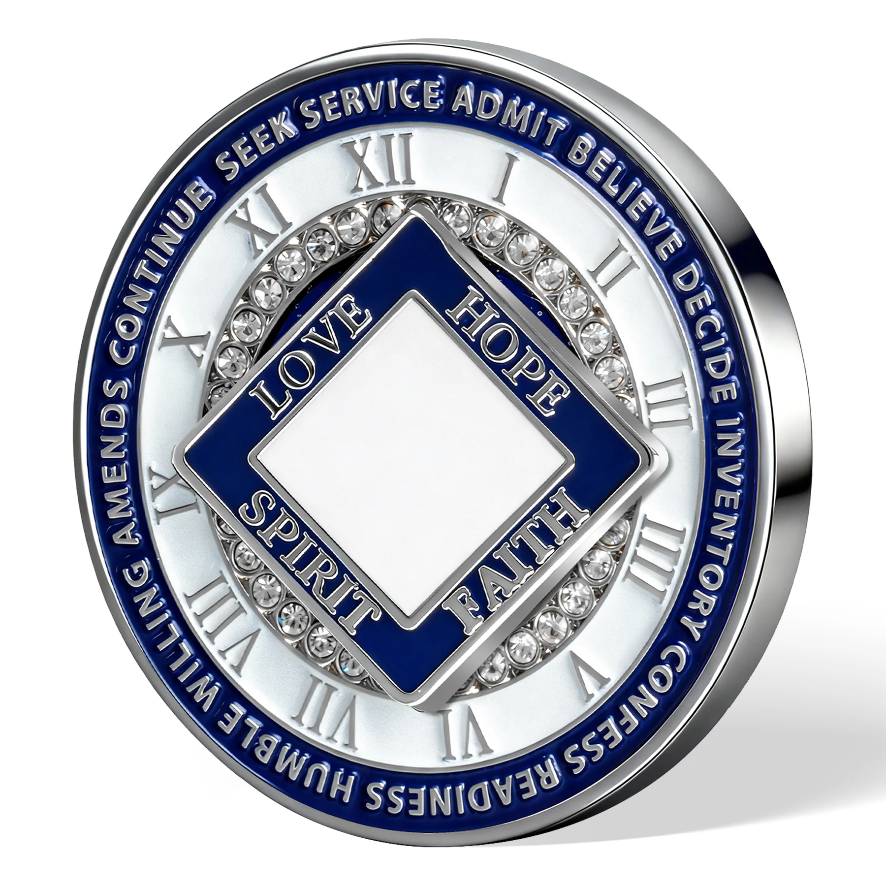 Personalized Clean Time Chip Rotating Diamond Sharp 12 Steps Narcotics Anonymous Medallion - Image 15