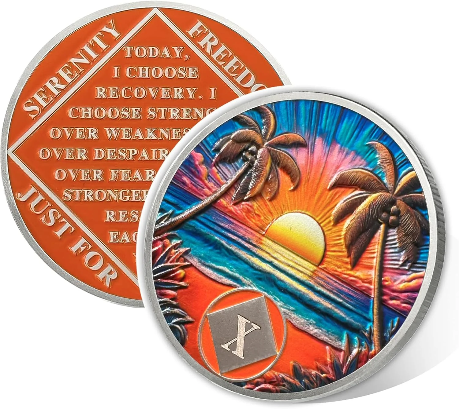 Personalized NA Clean Time Beach Sunset Narcotics Anonymous Medallion - Image 19