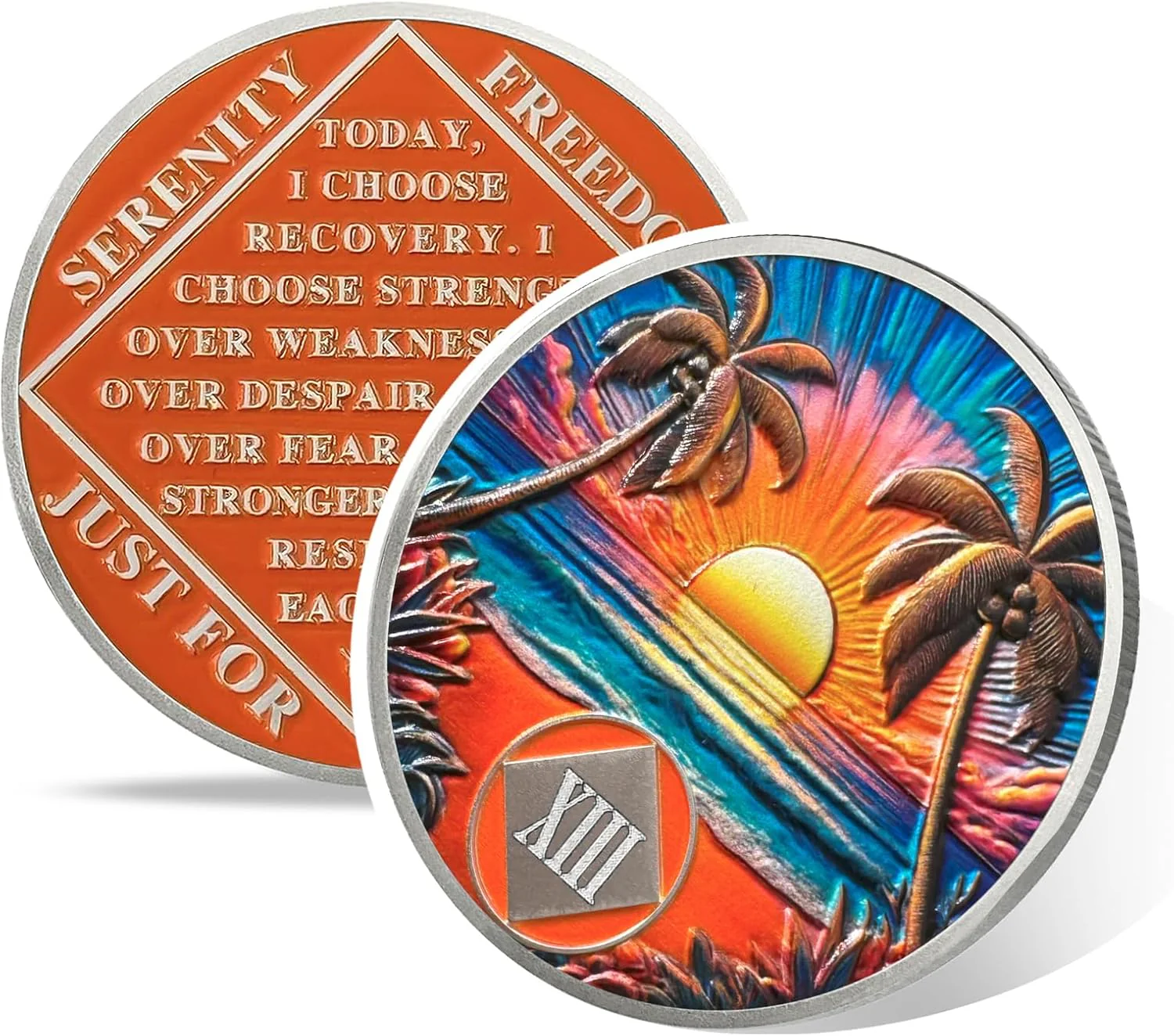 Personalized NA Clean Time Beach Sunset Narcotics Anonymous Medallion - Image 22