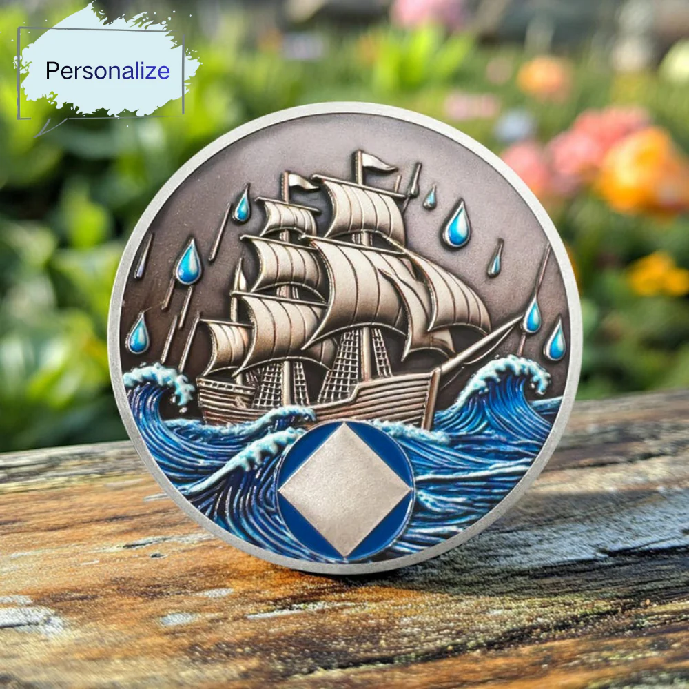 Personalized NA Clean Time Chip Addiction Recovery Braving The Storm Narcotics Anonymous Medallion