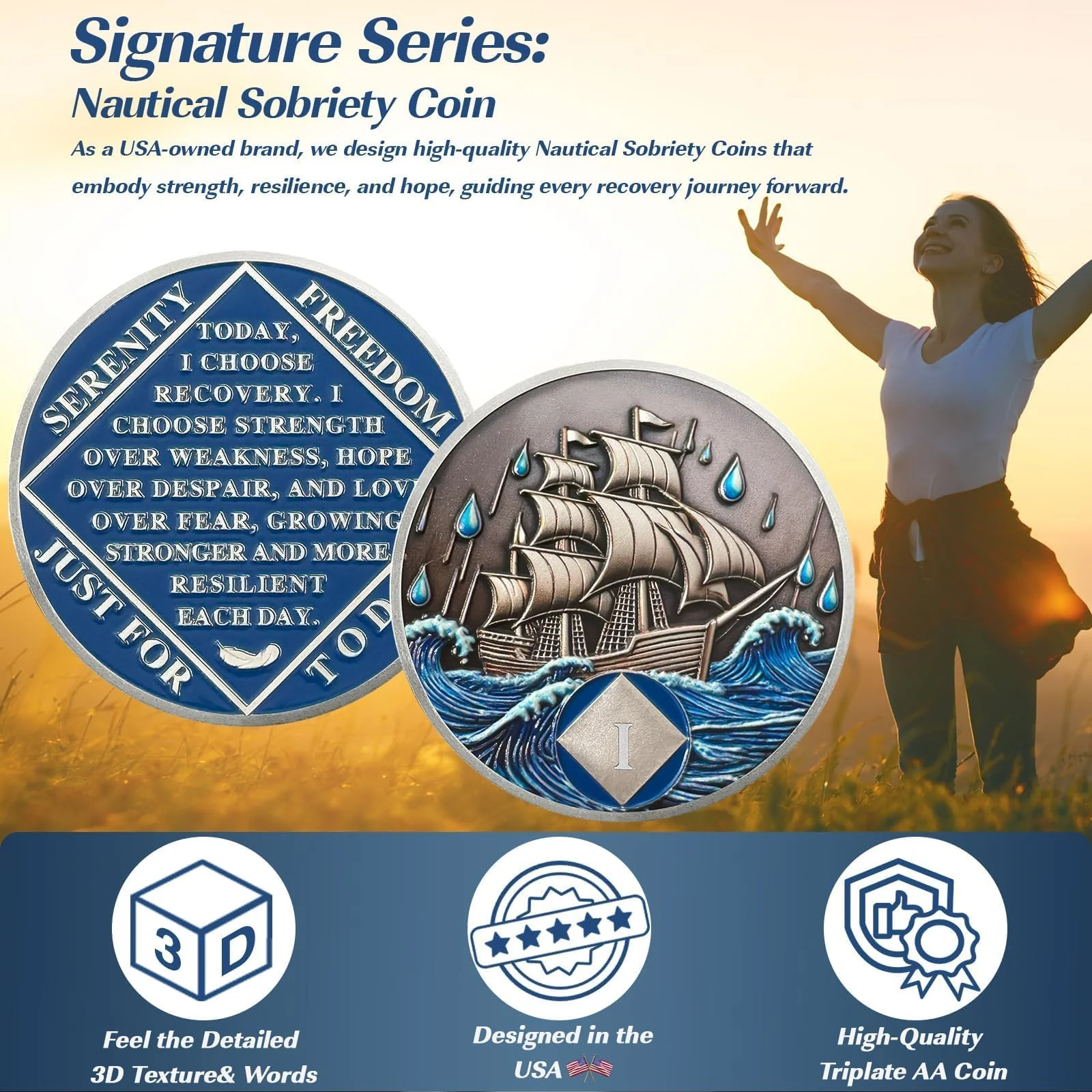 Personalized NA Clean Time Chip Addiction Recovery Braving The Storm Narcotics Anonymous Medallion - Image 11