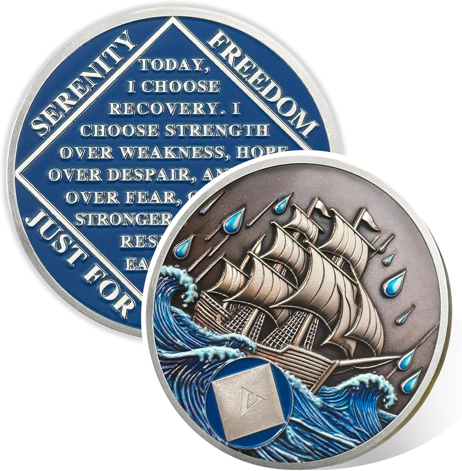 Personalized NA Clean Time Chip Addiction Recovery Braving The Storm Narcotics Anonymous Medallion - Image 21