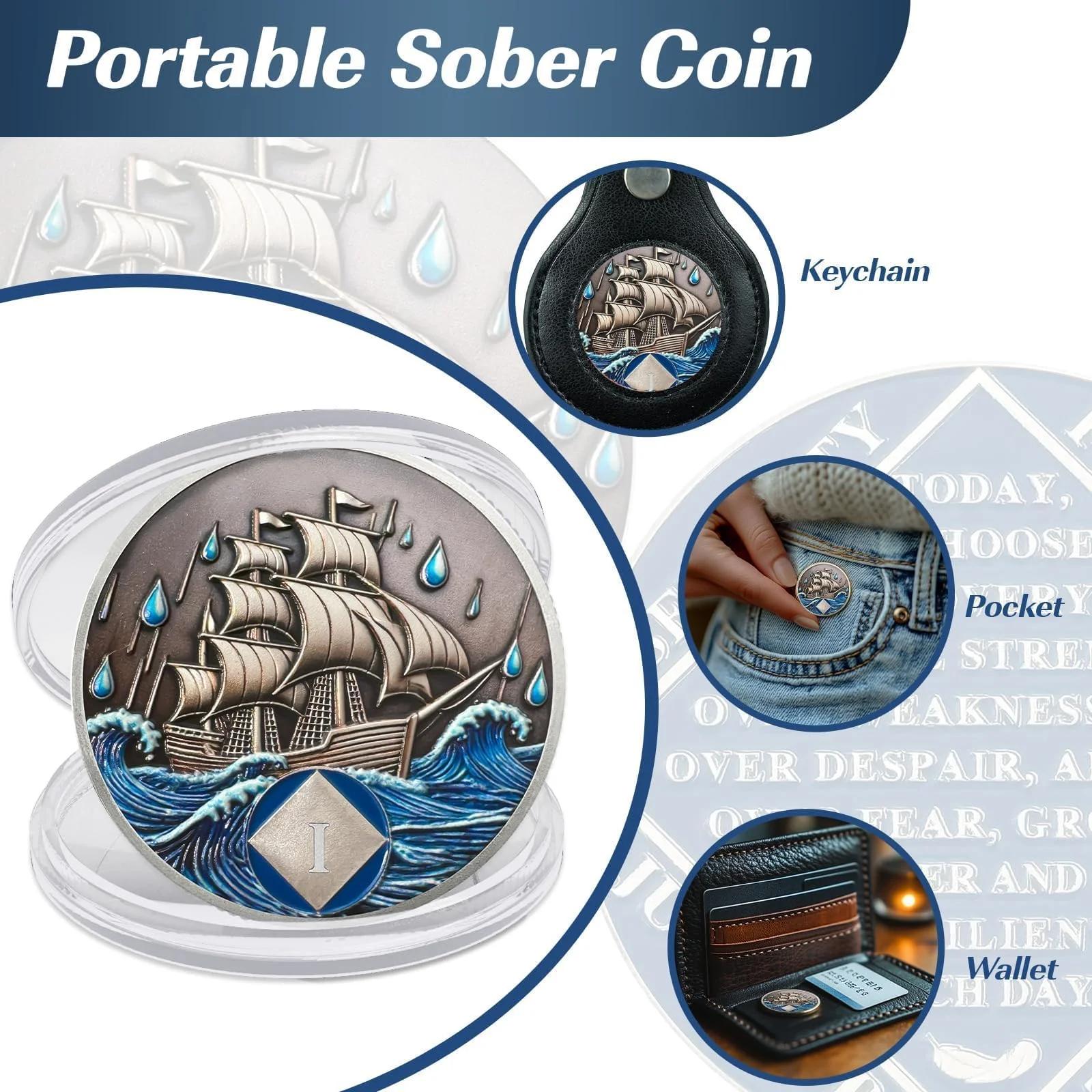Personalized NA Clean Time Chip Addiction Recovery Braving The Storm Narcotics Anonymous Medallion - Image 8