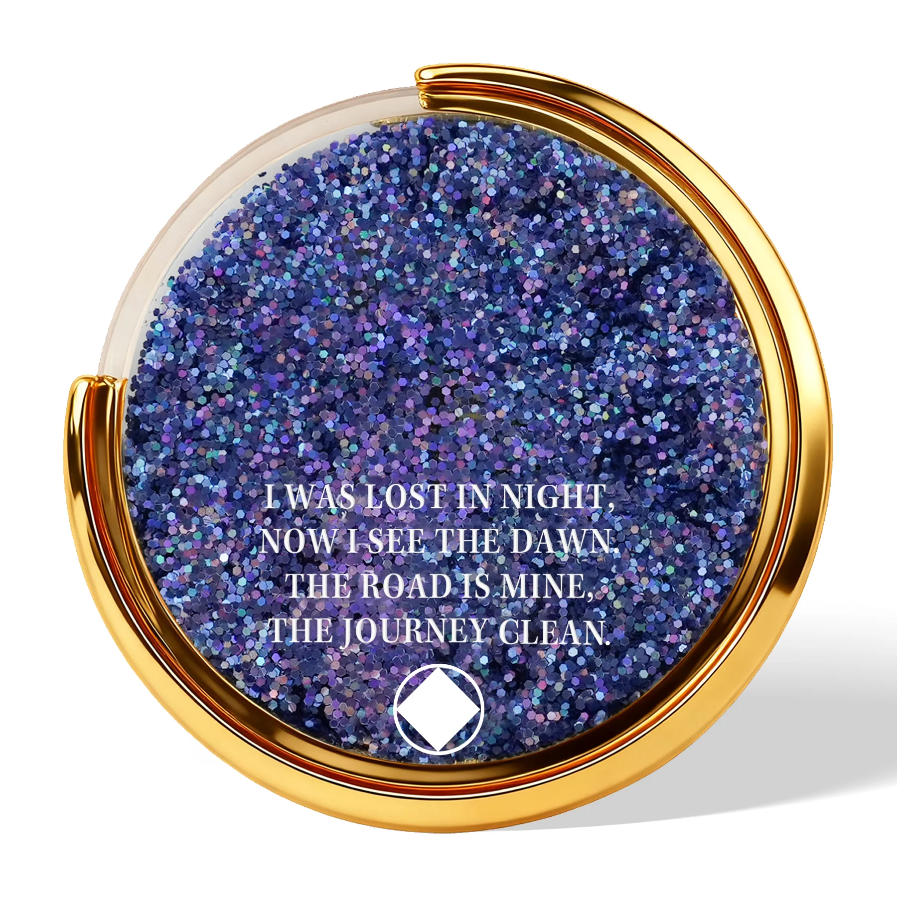 Personalized NA Clean Time Chip Glittering Mesmerizing Mountain & Moon Flow Sand Narcotics Anonymous Medallion - Image 12