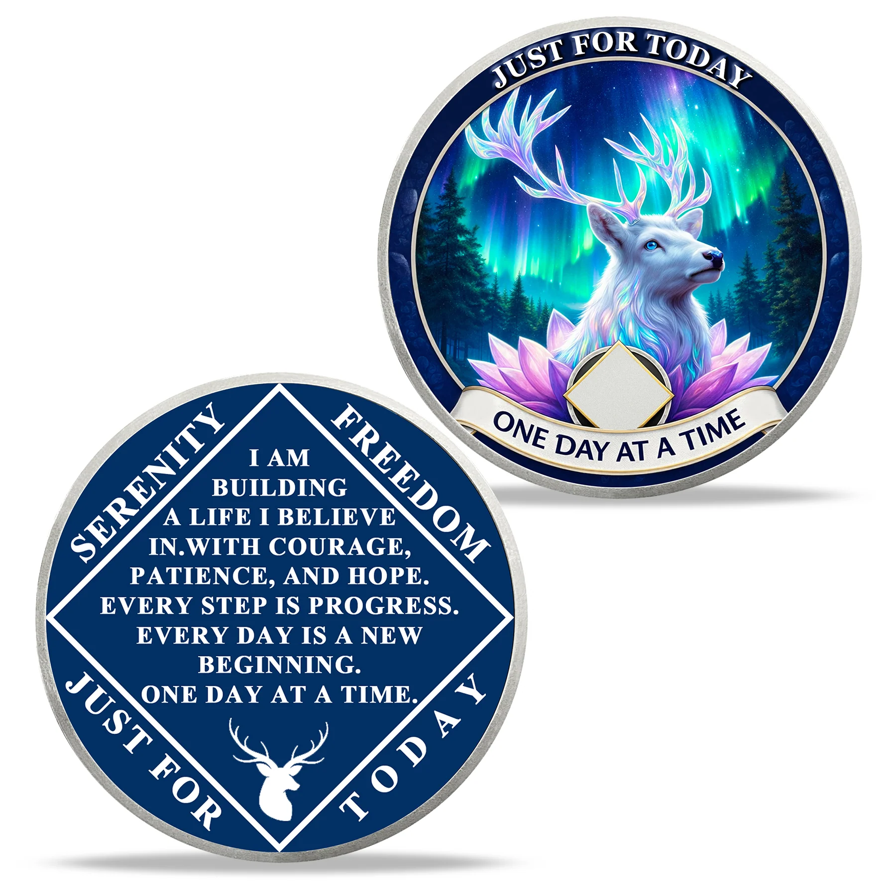 Personalized NA Clean Time Chip The Aurora White Deer Narcotics Anonymous Medallion - Image 8