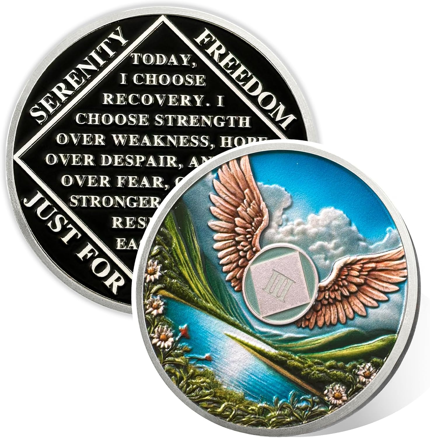 Personalized NA Clean Time Chip Wings of Freedom Narcotics Anonymous Medallion - Image 11